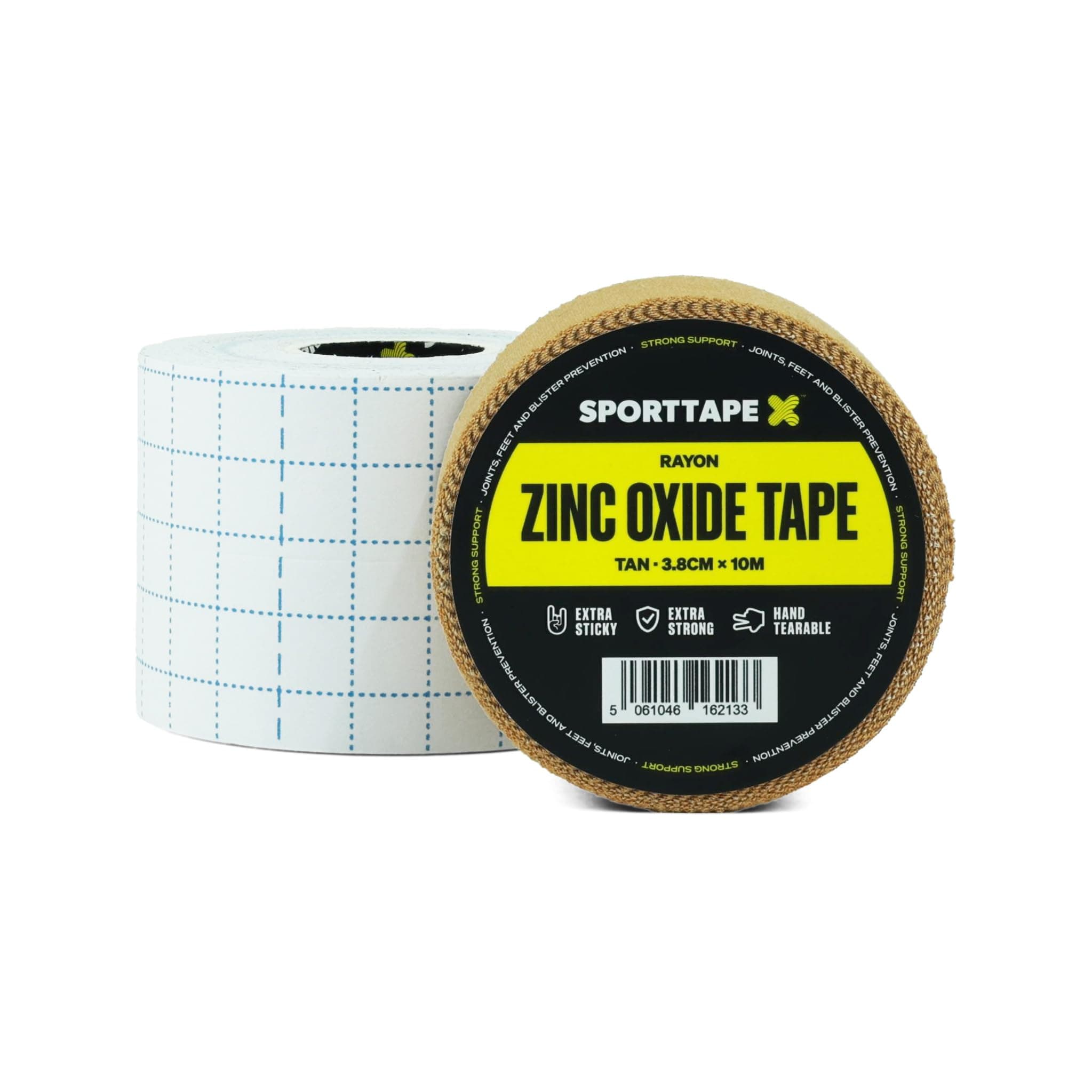 Combi Pack - 3.8cm Zinc Oxide Tan Tape & 5cm Fixation Tape | Sports, Medical & First Aid Strapping Pack for Patella Taping, Patello-Femoral Strapping & Blister Prevention