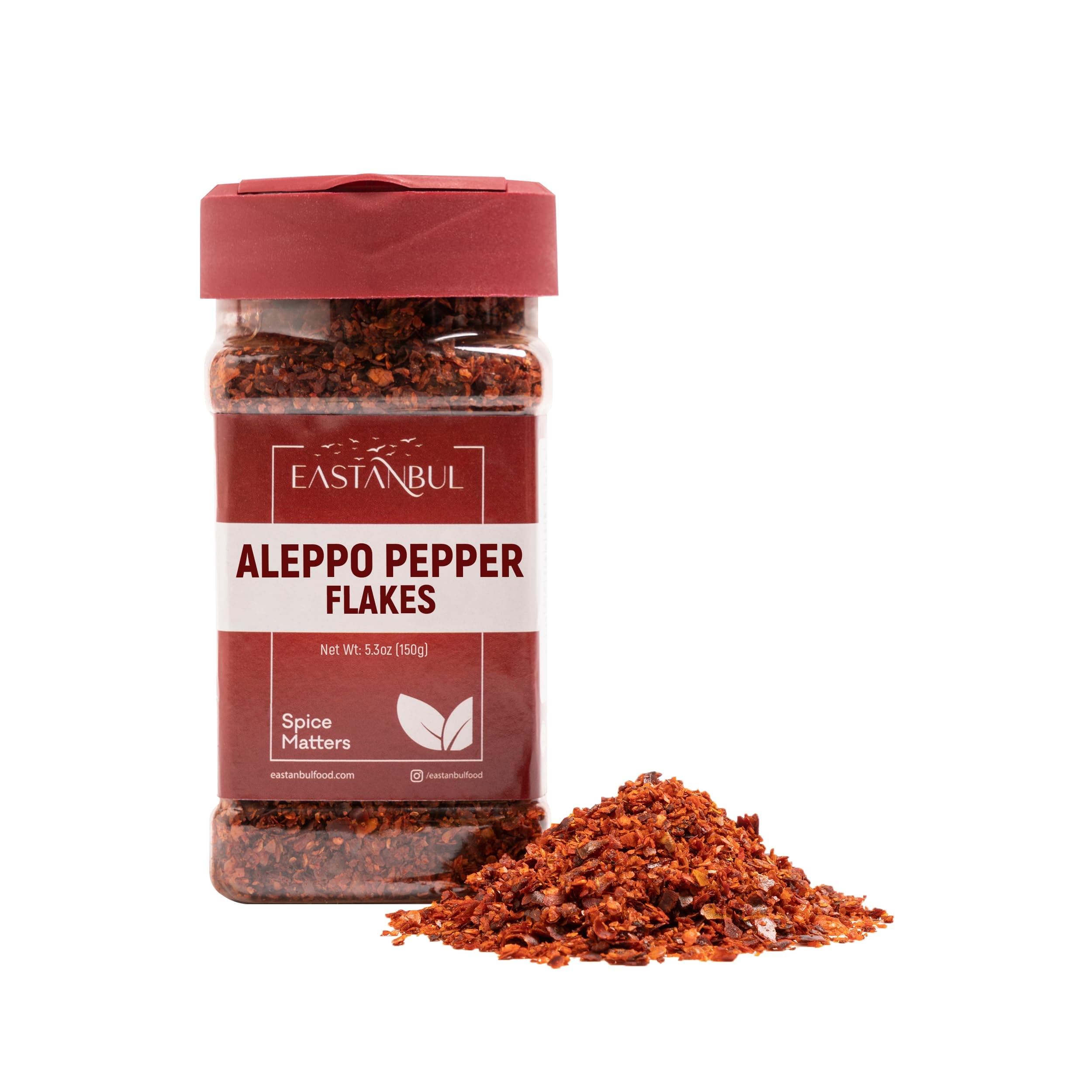 Aleppo Pepper, 5.3oz, Aleppo Pepper Flakes, Ground from Turkey, Pul Biber for Mediterranean & Middle Eastern Dishes, Crushed Turkish Red Biber Flakes, Delicious Chili, Vegan, Gluten Free