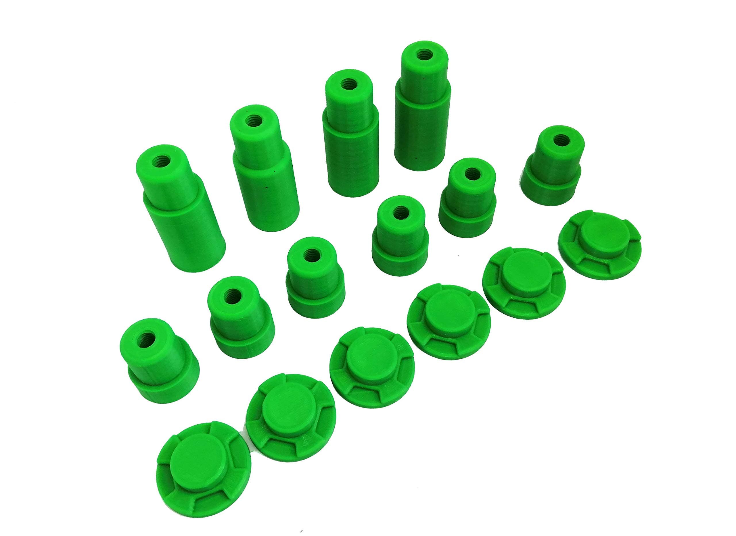 4 Long & 6 Small M8x1.25 Bench Dogs for MFT/3 Table, 6 Table Protectors, Green, 20mm