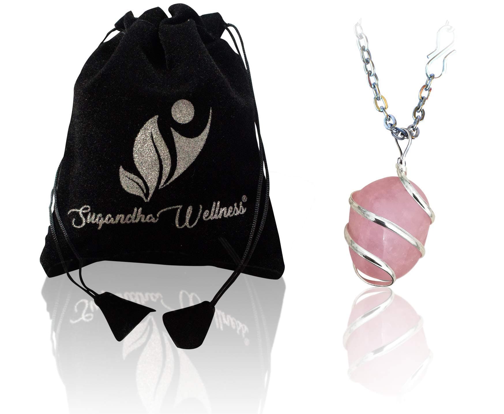 Rose Quartz Crystal Healing Necklace - For Heart Chakra | Provides Unconditional True Love in Relationships. Removes Negativity and Instills Loving Vibes, Healing And Self-Love | With Stylish Chain