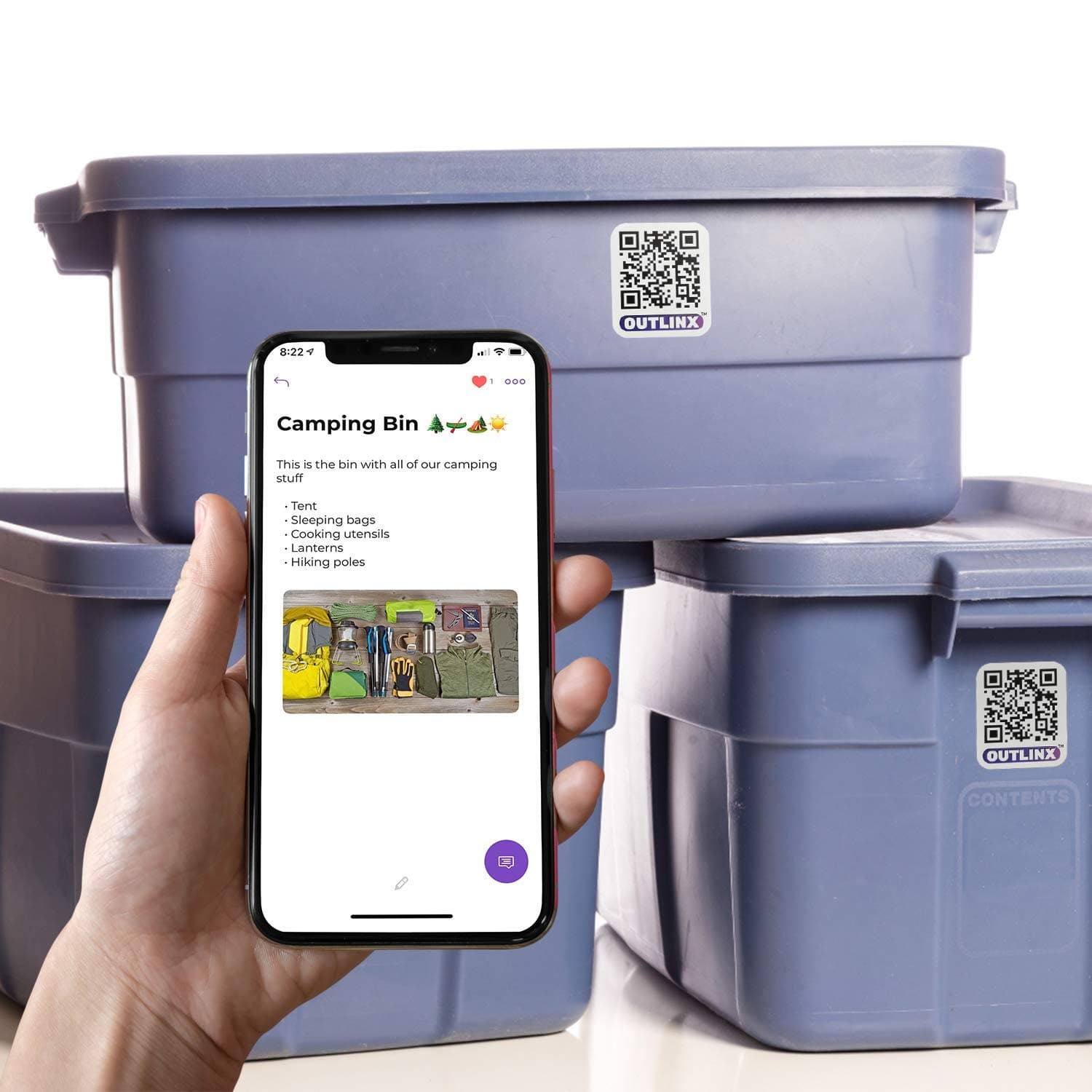 Outlinx Smart Stickers - The Original Pack of 8 Stickers | Easy-to-Use Storage and Organization Labels | for Easier Move, Clutter Removal, IT Labeling... | on iOS & Android | for Home and Business