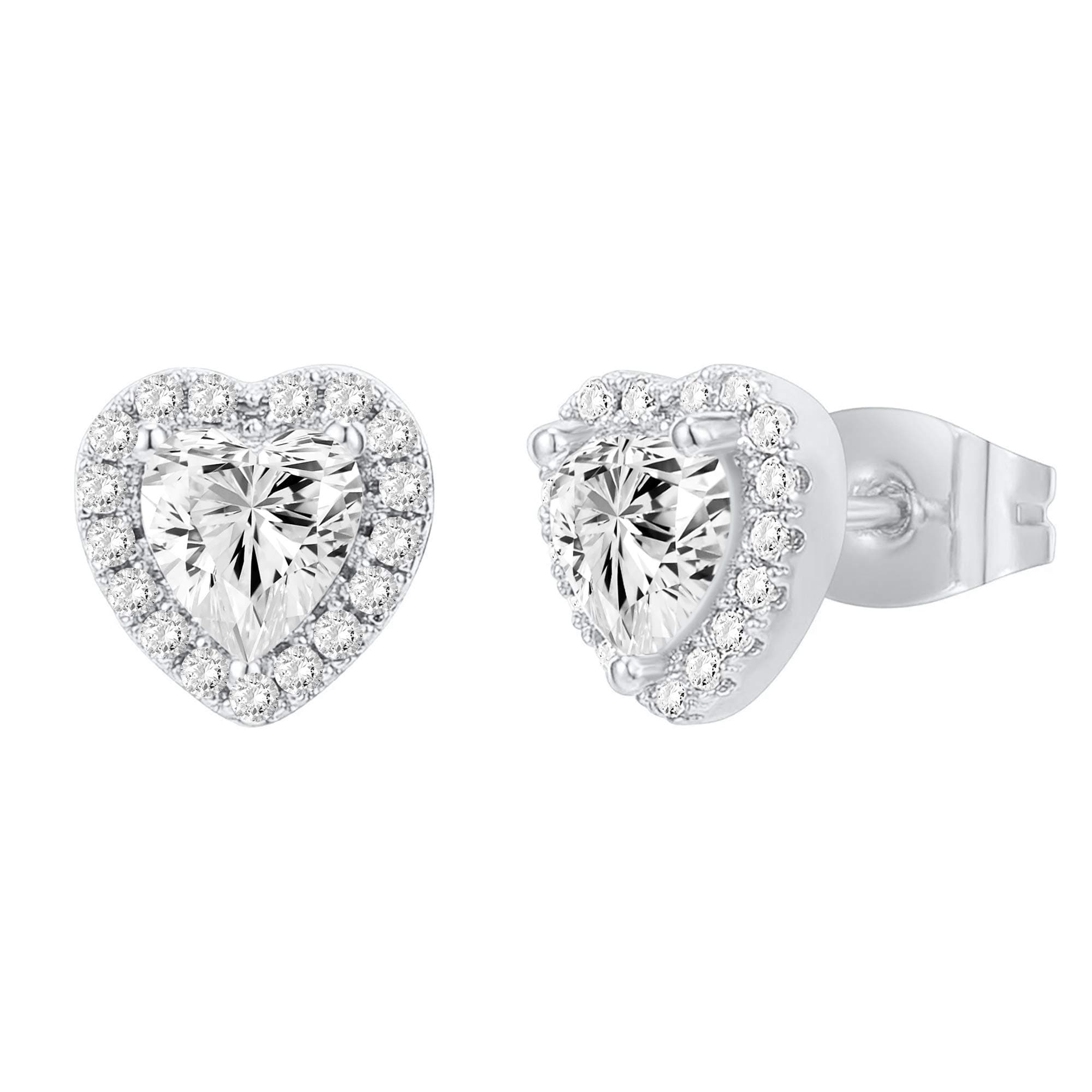 PAVOI 14K Gold Plated Sterling Silver Post Brilliant Round Faux Diamond Halo Earrings - Premium Cubic Zirconia in Rose Gold, White Gold and Yellow Gold