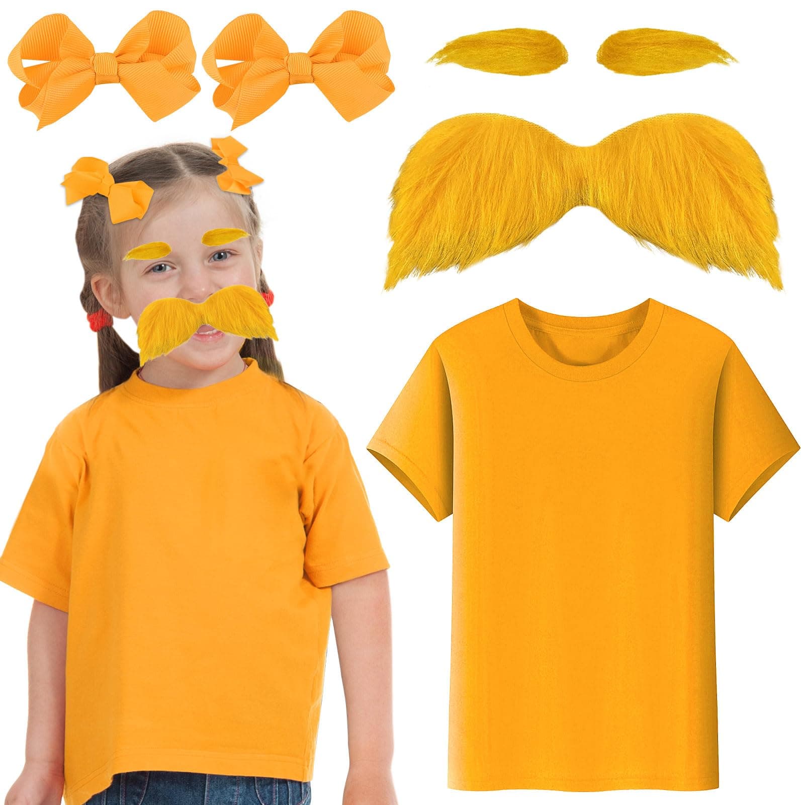 Orange Mustache Costume Set for Kids for Cosplay Party World Book Day Fancy Dress Up Party Accessories