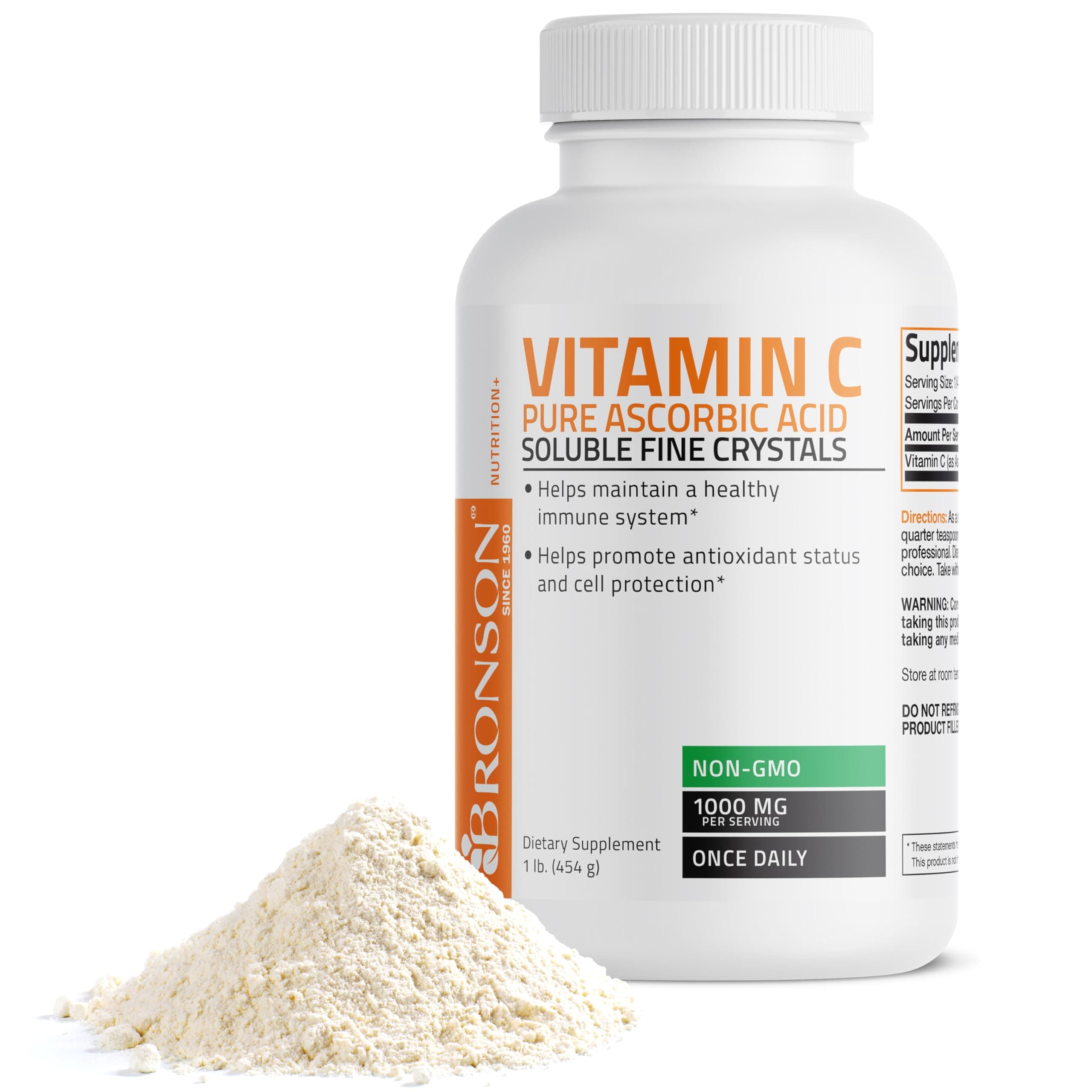 Vitamin C Crystals (Powder) GMO Free Ascorbic Acid, 1 Lbs (16 Ounces)