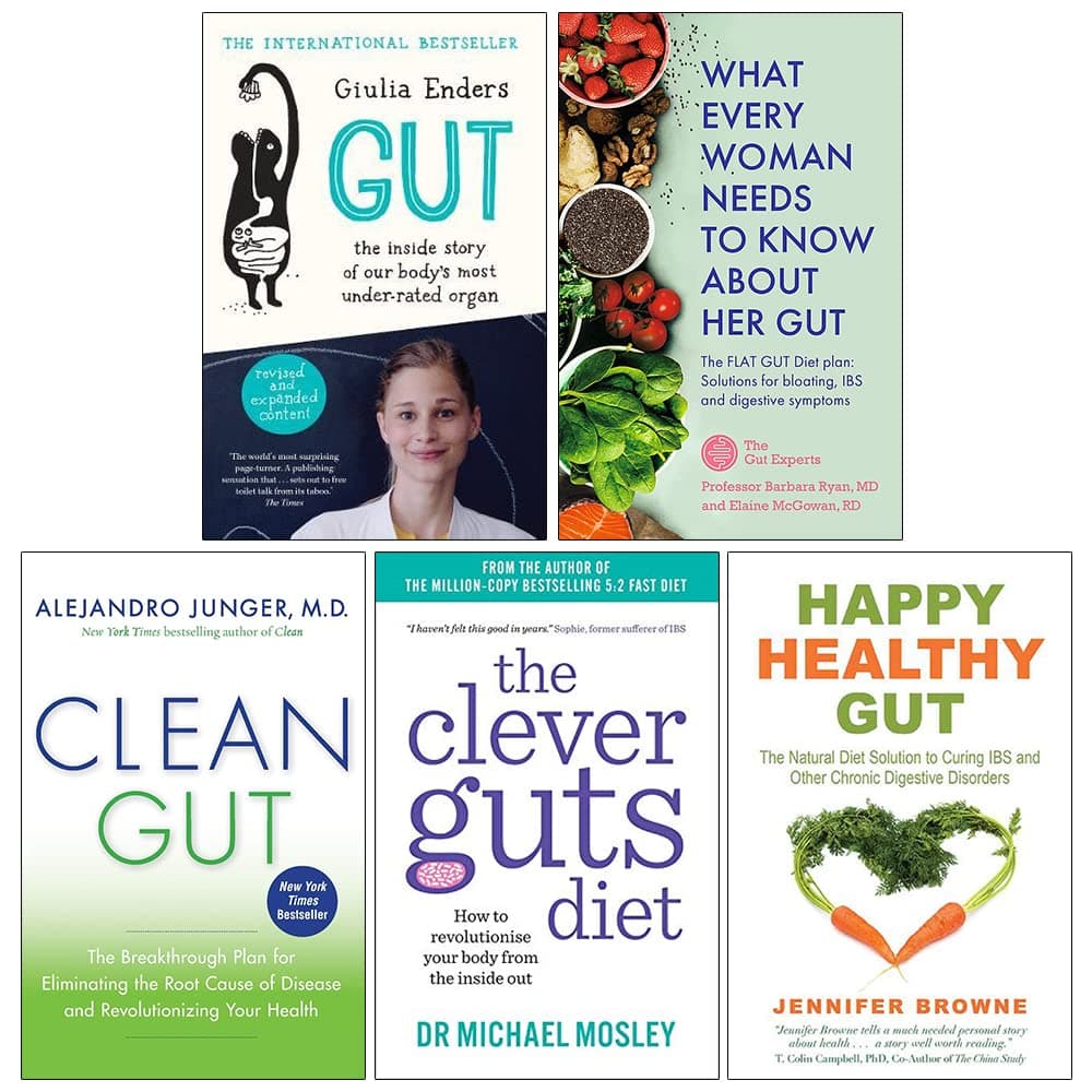 Gut Giulia Enders, What Every Woman Needs to Know About Her Gut, Clean Gut, The Clever Guts Diet, Happy Healthy Gut 5 Books Collection Set