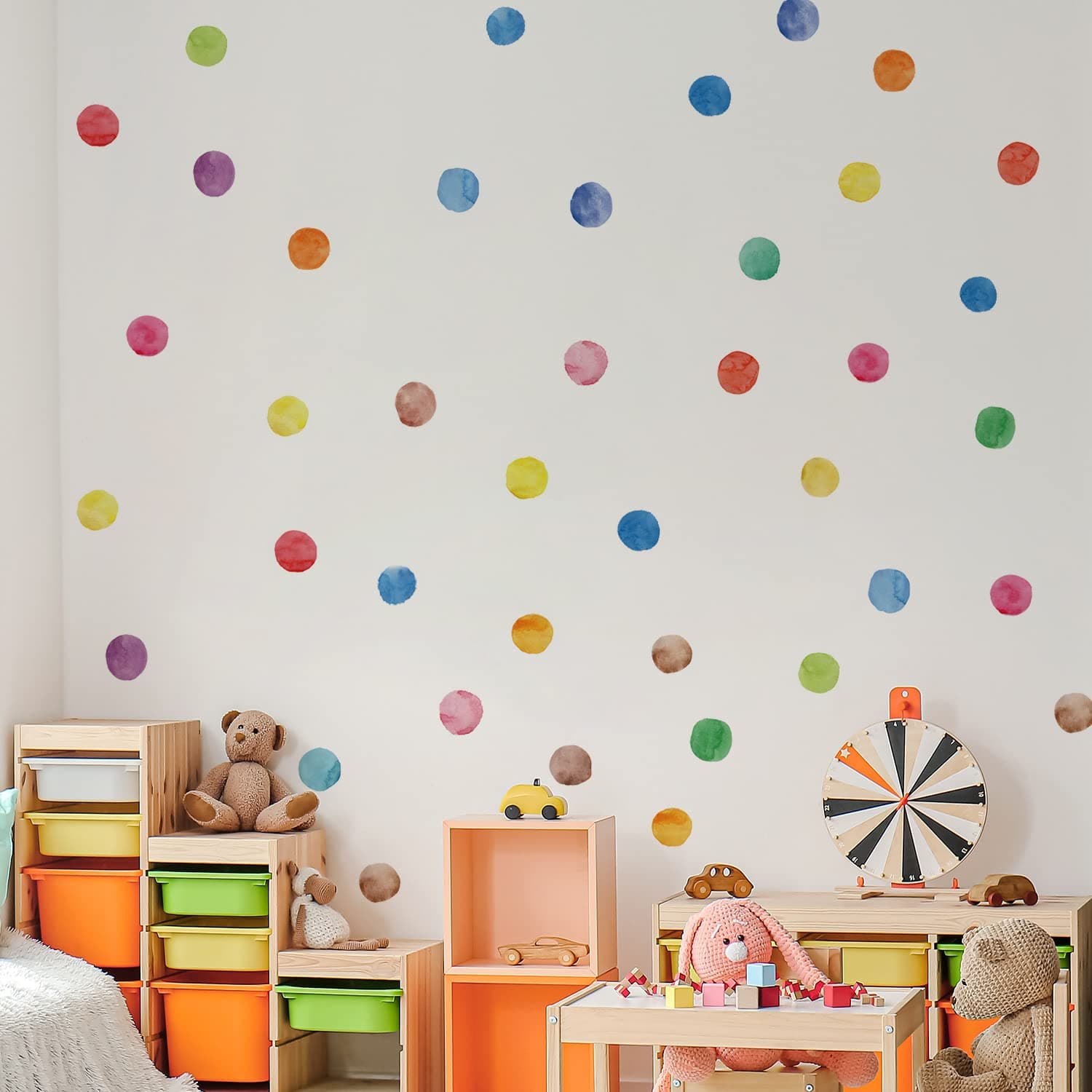 Colorful Polka Dot Wall Decals Watercolor Dots Wall Sticker for Kids Baby Girls Teens and Nursery Room (12 Sheets)