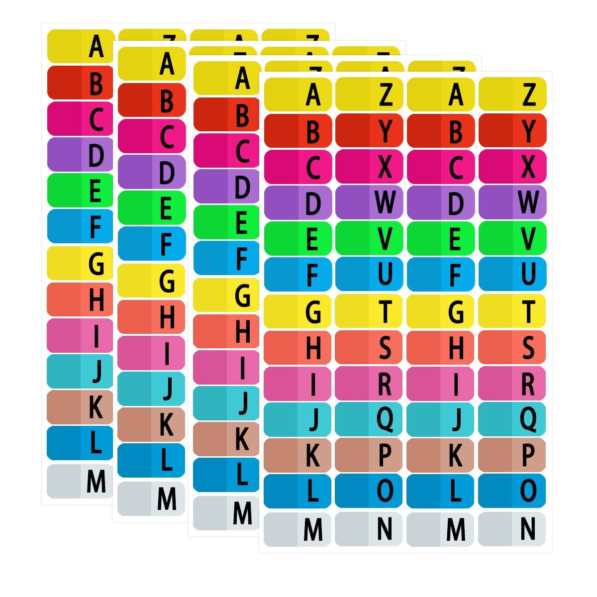 Alphabet Index Stickers Labels, Adhesive Colorful A-Z Tab Dividers for 3 Ring Binders Tabs,Alphabet Tabs Table of Contents Index Dividers for Notebook File Page Address Book Folder.(208 Pcs)
