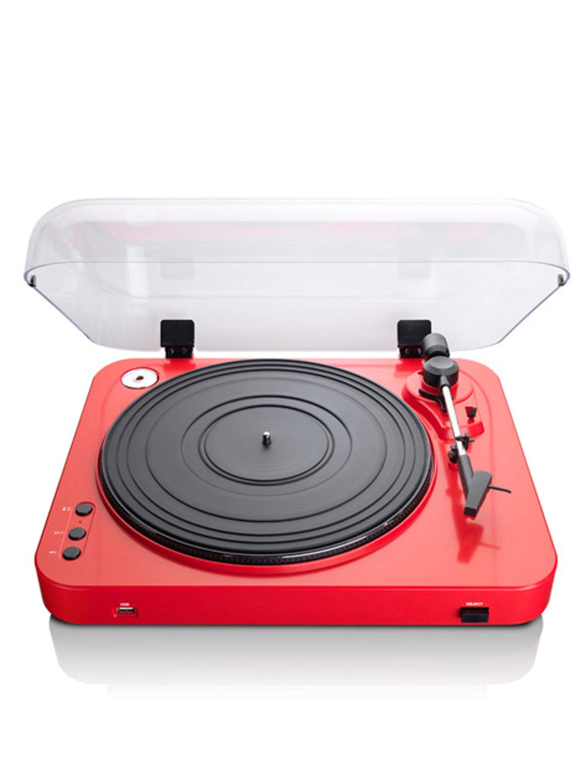 Lenco L-85 Red | 33 & 45 RPM Semi-Automatic Belt Drive USB Turntable for Vinyl with Integrated Stereo Pre-Amplifier and Moving Magnetic Cartridge (MMC) - Red Record Player