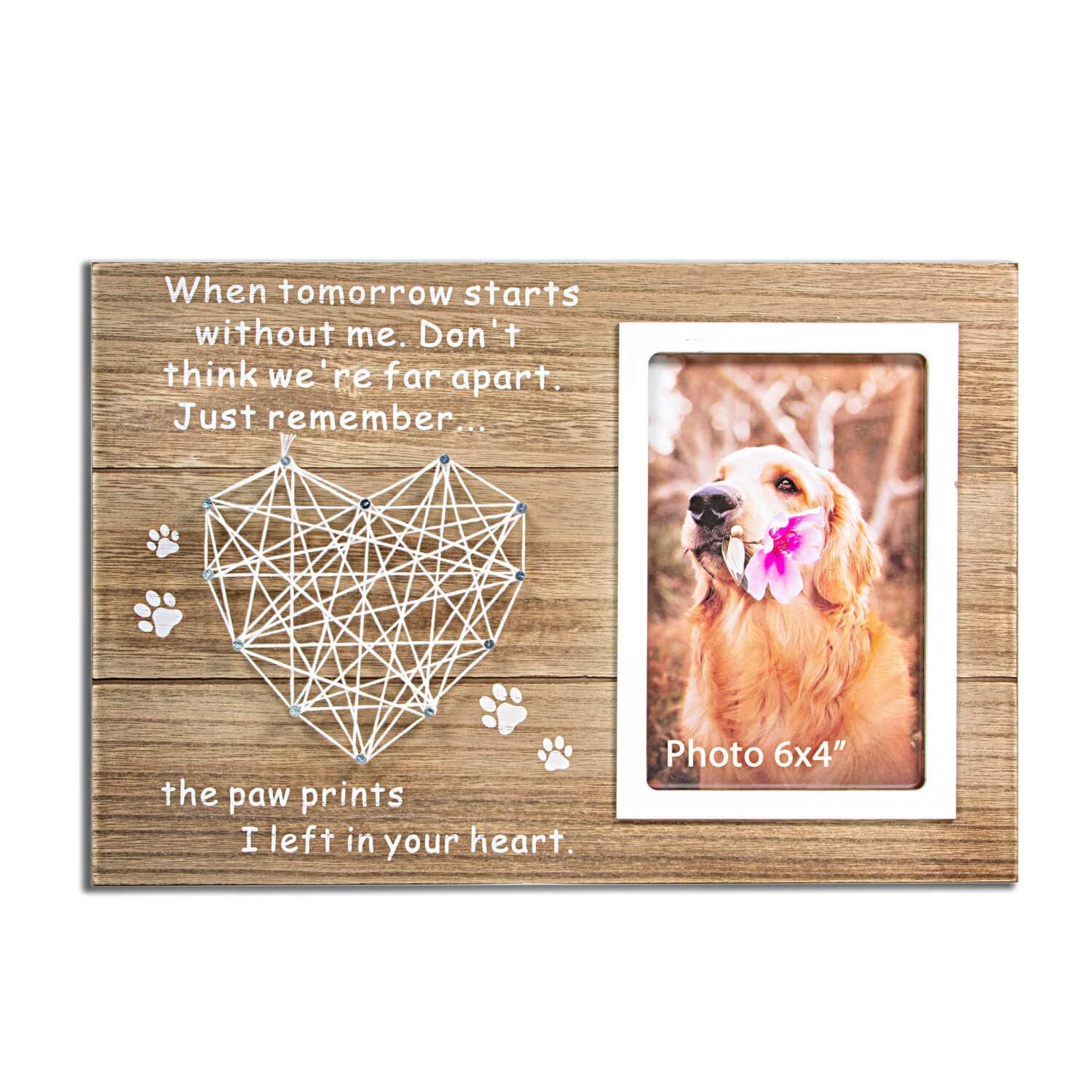 VILIGHT Dog Cat Memorial Gifts - Paw Prints Sympathy Picture Frame for Pet Loss - 4x6 Inches Photo