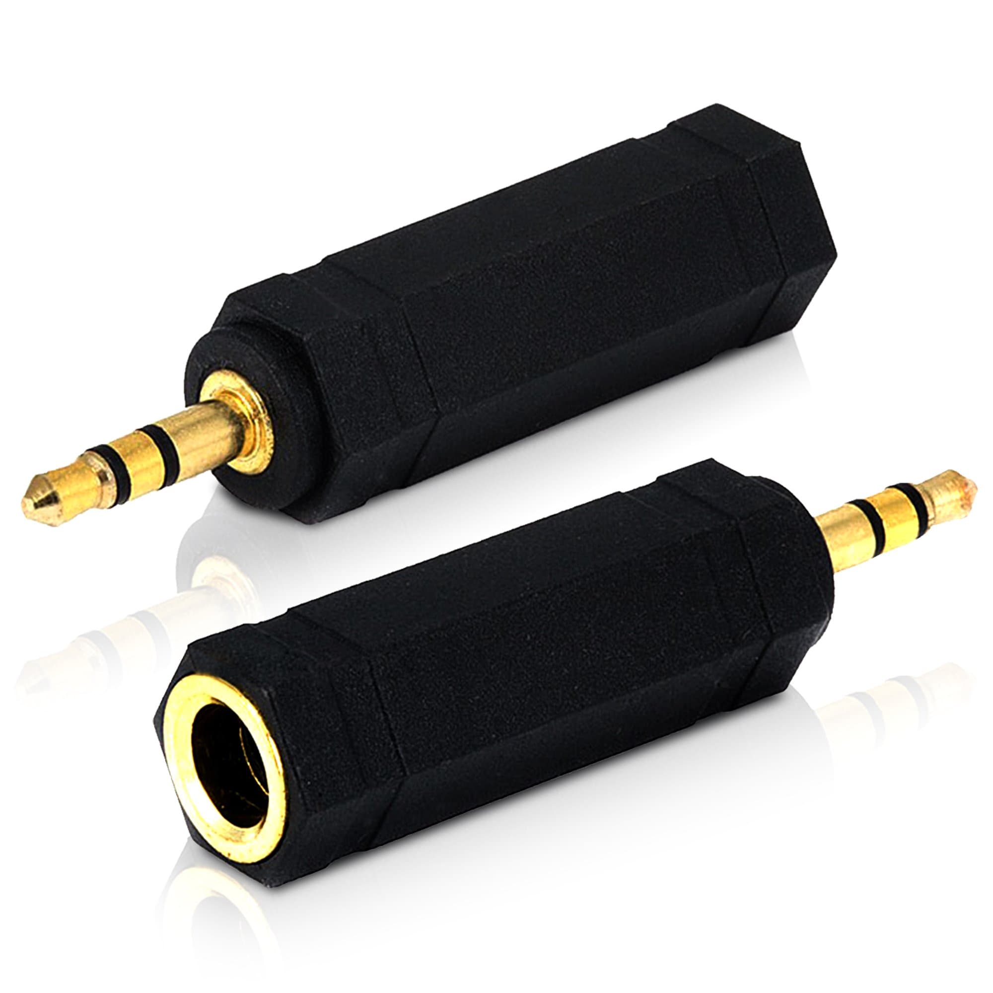 Mobi Lock 2pcs 3.5mm Plug to 6.35mm Socket - 1/8 to 1/4 in Stereo Audio Jack Adapter - Connects Devices with 3.5mm Port to Amplifiers, Guitar, Piano, Speakers & Mic That use 6.35mm Port