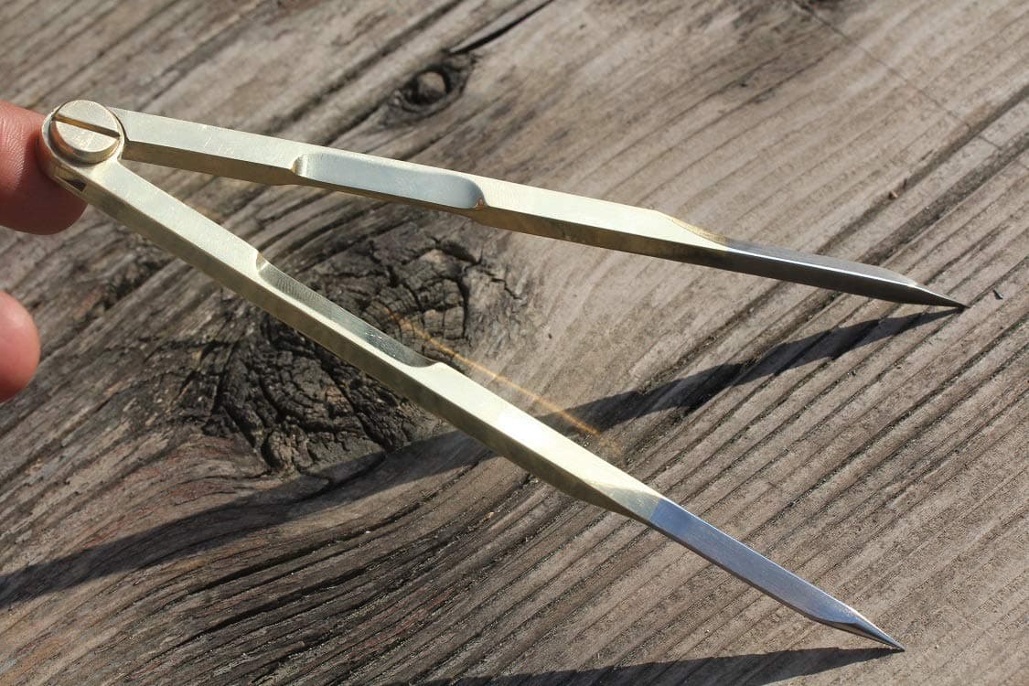 Ferocious Viking Brass Navigation Divider with Polished Stainless Steel Tips from Products, Straight Pattern 6 3/8" Divider for Maritime, Naval, Geometry and Drafting