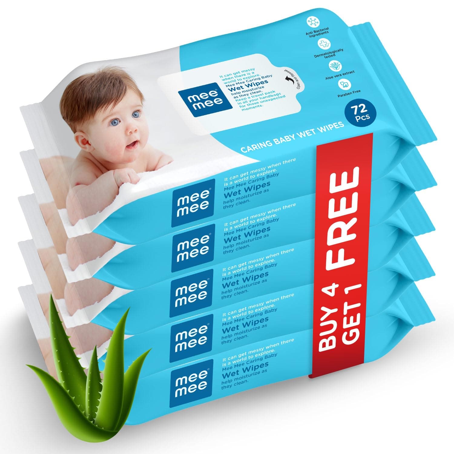 Soft Gentle Baby Wet Wipes (72 Wipes) Pack of 5 | Infused with Aloe Vera and Vitamin E | Paraben & Sulphate Free | Cleansing Wipes | Wipes Combo for Babies
