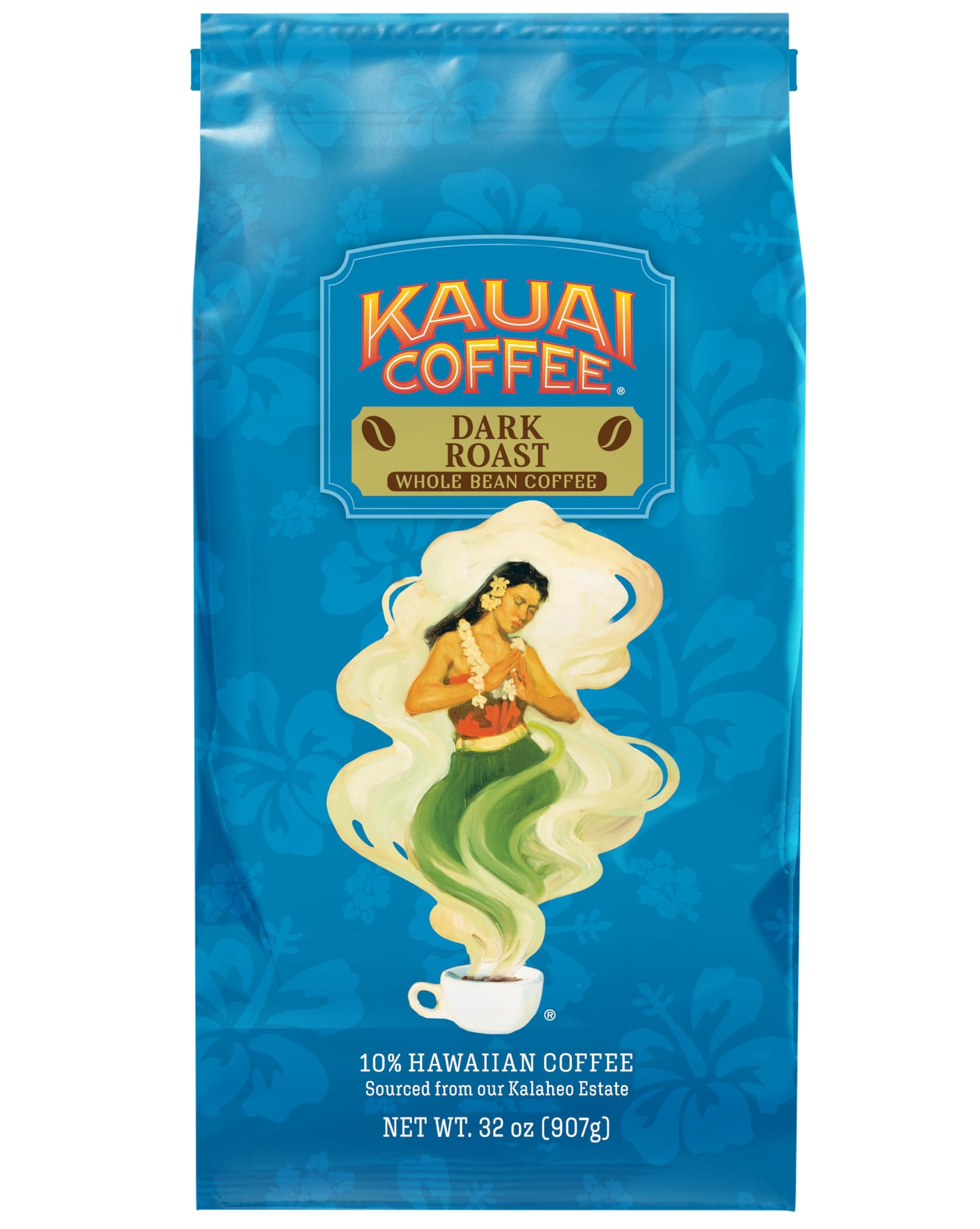 Kauai Coffee Koloa estate Whole Bean 100% Hawaiian Coffee, Dark Roast, 32-Ounce