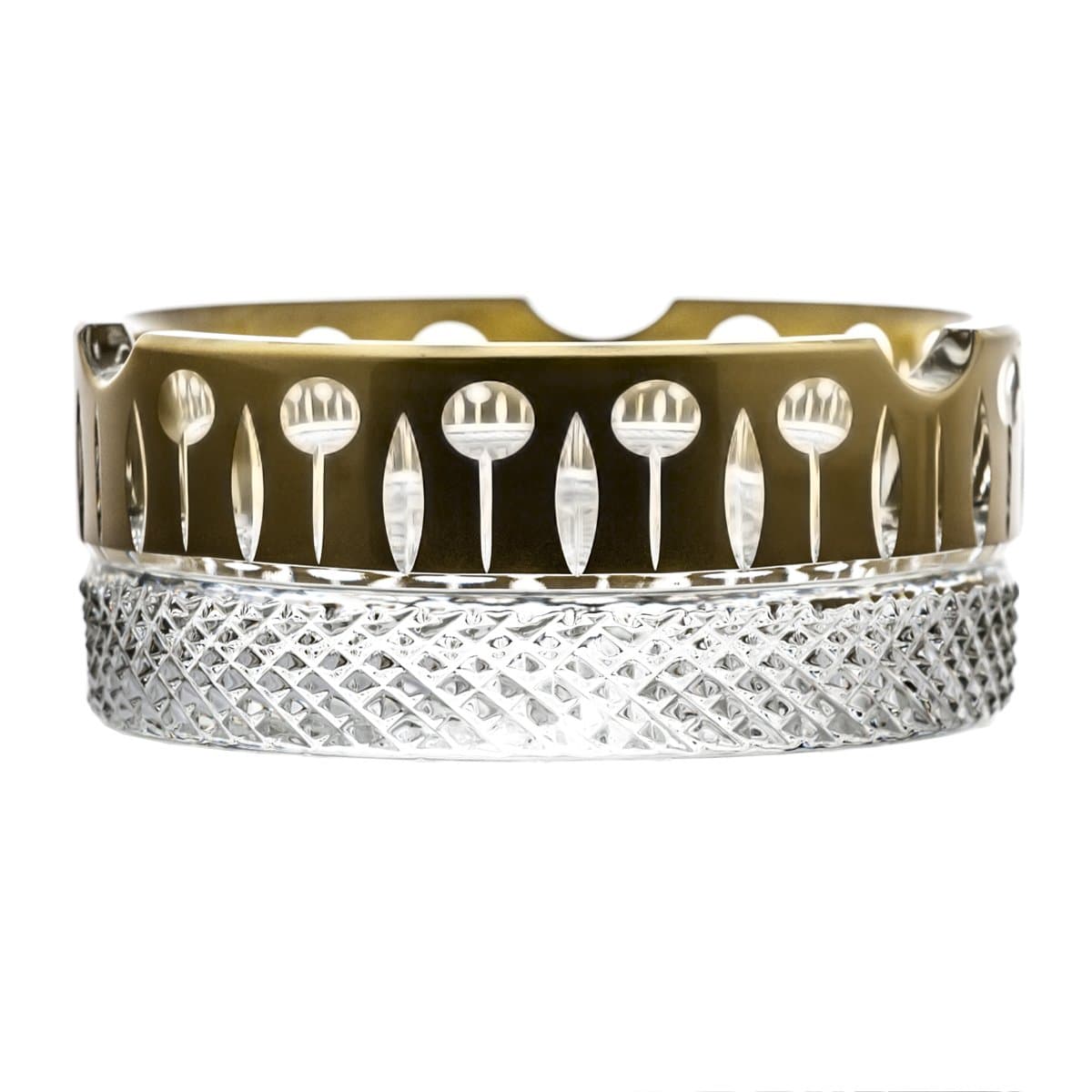 Pack of Aljulia 8407 Ashtray, Crystal, Gold, 12 x 12 x 5 cm