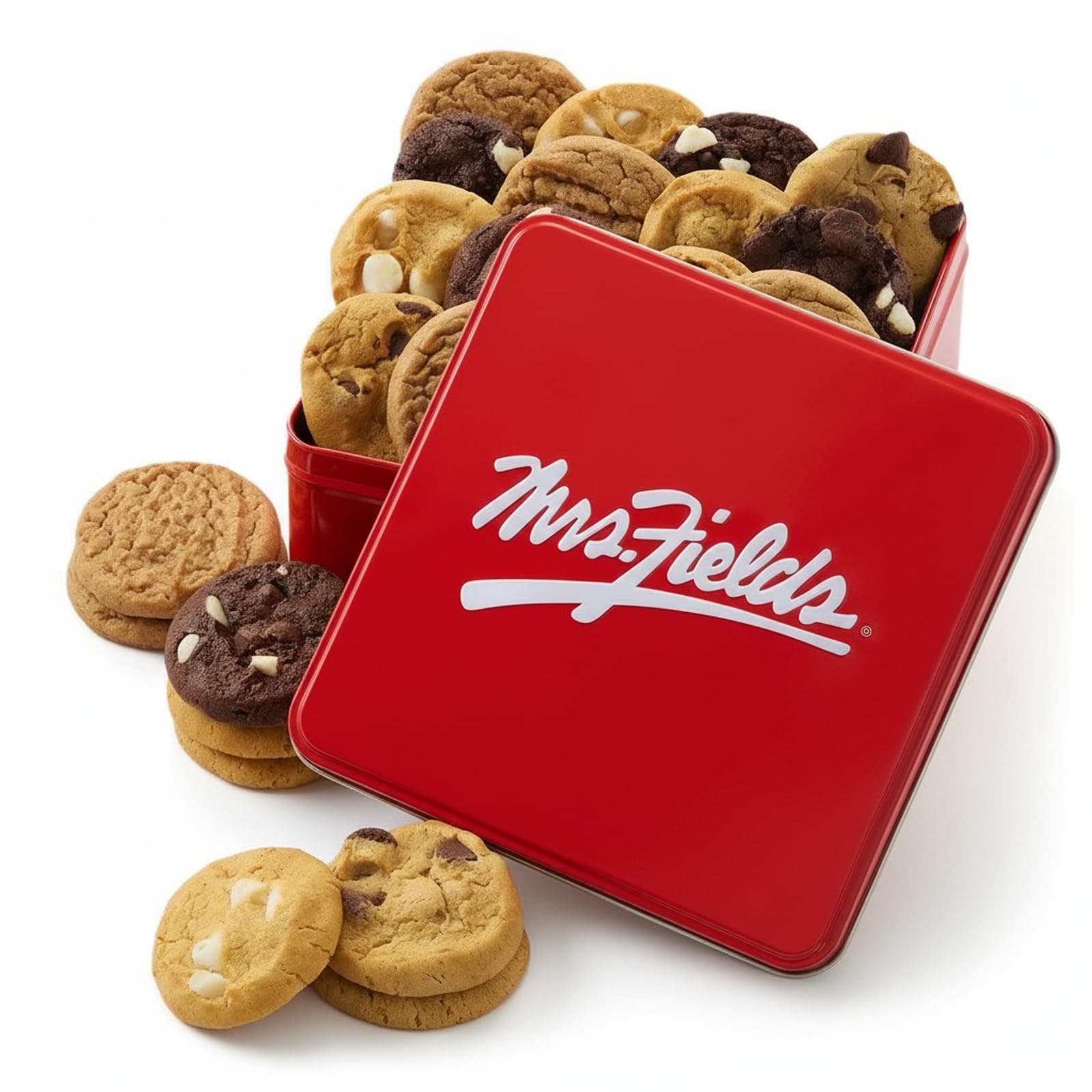 Mrs. Fields 24 Nibblers Bite-Sized Cookies Signature Tin - Assorted with 4 Classic Cookie Flavors