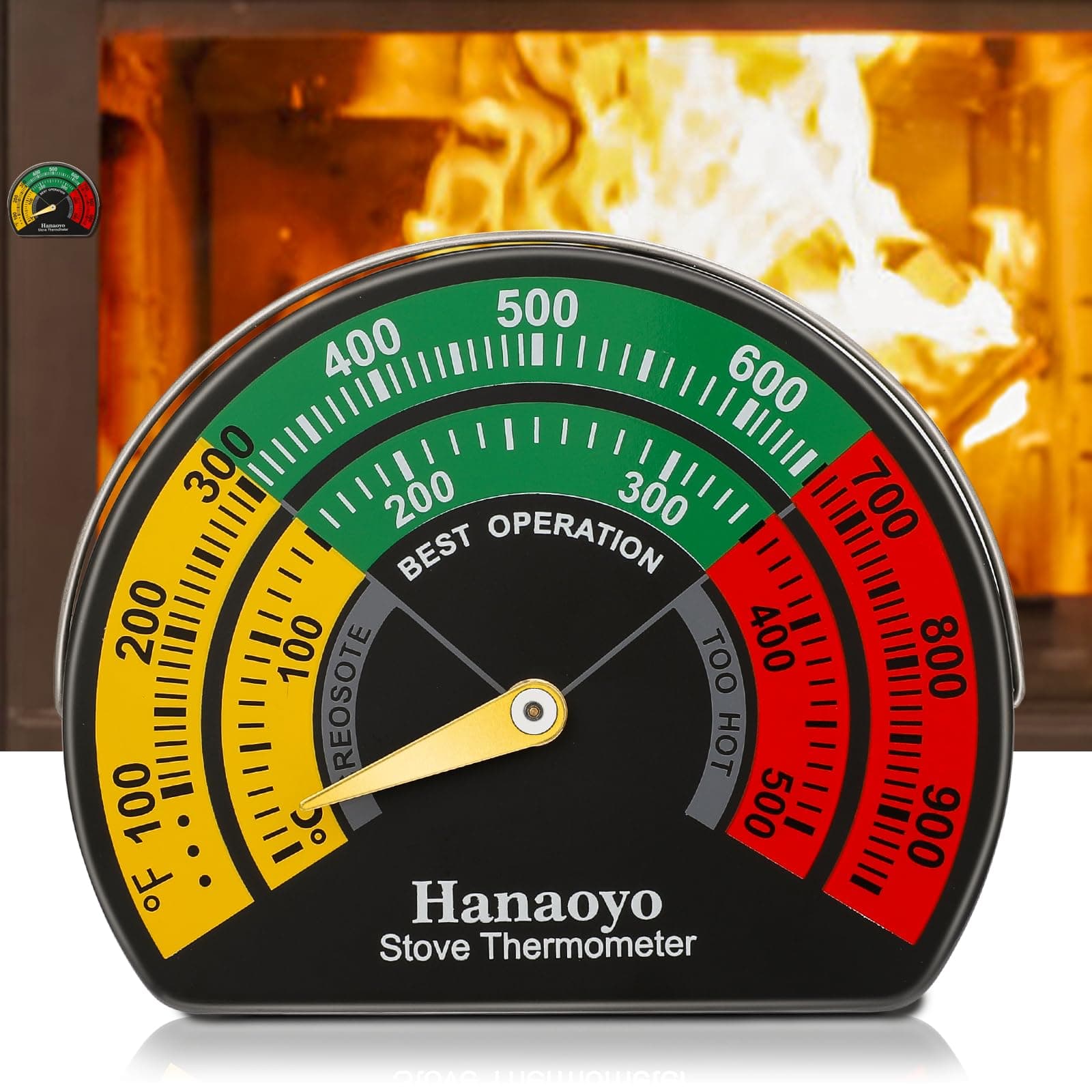 Hanaoyo Furnace Thermometer, Magnetic Burner, Furnace Thermometer, Large Disc Thermometer, Wood Burning Stove, Top Meter for Wood Stoves, Gas Stoves, Pellet Stoves