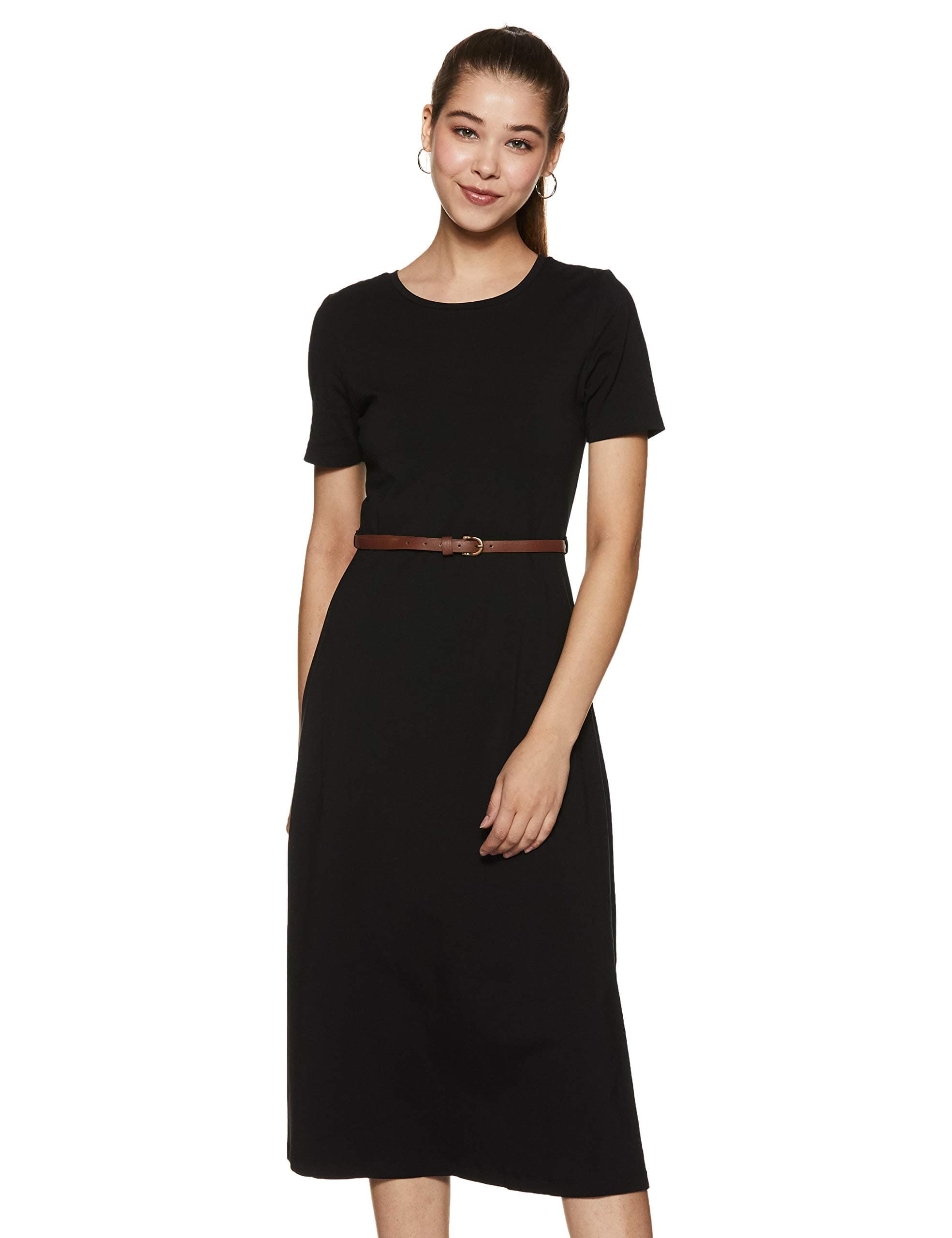Amazon Brand - Symbol Cotton a-line Dress (SYMSS20DR033_Black2_XS)