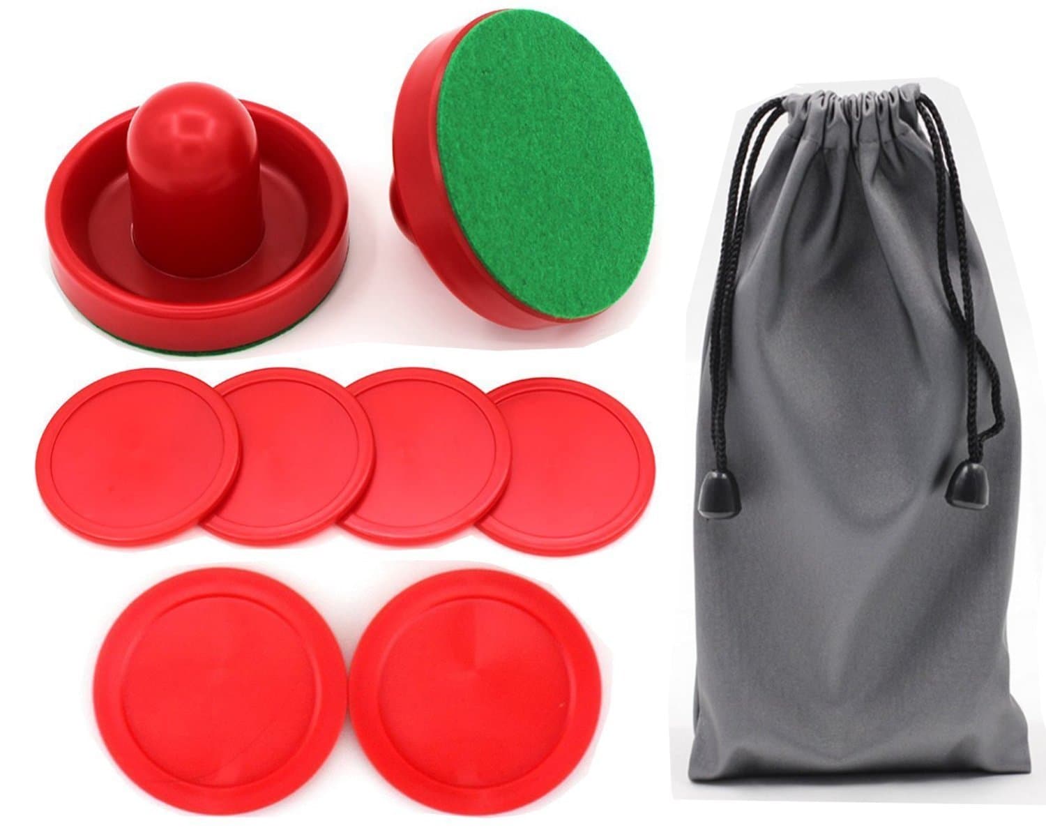 RANKE Home Standard Air Hockey Paddles and 2 Size Pucks, Small Size for Kids, Large Size for Adult, Great Goal Handles Pushers Replacement Accessories for Game Tables (2 Striker, 6 Puck Pack)