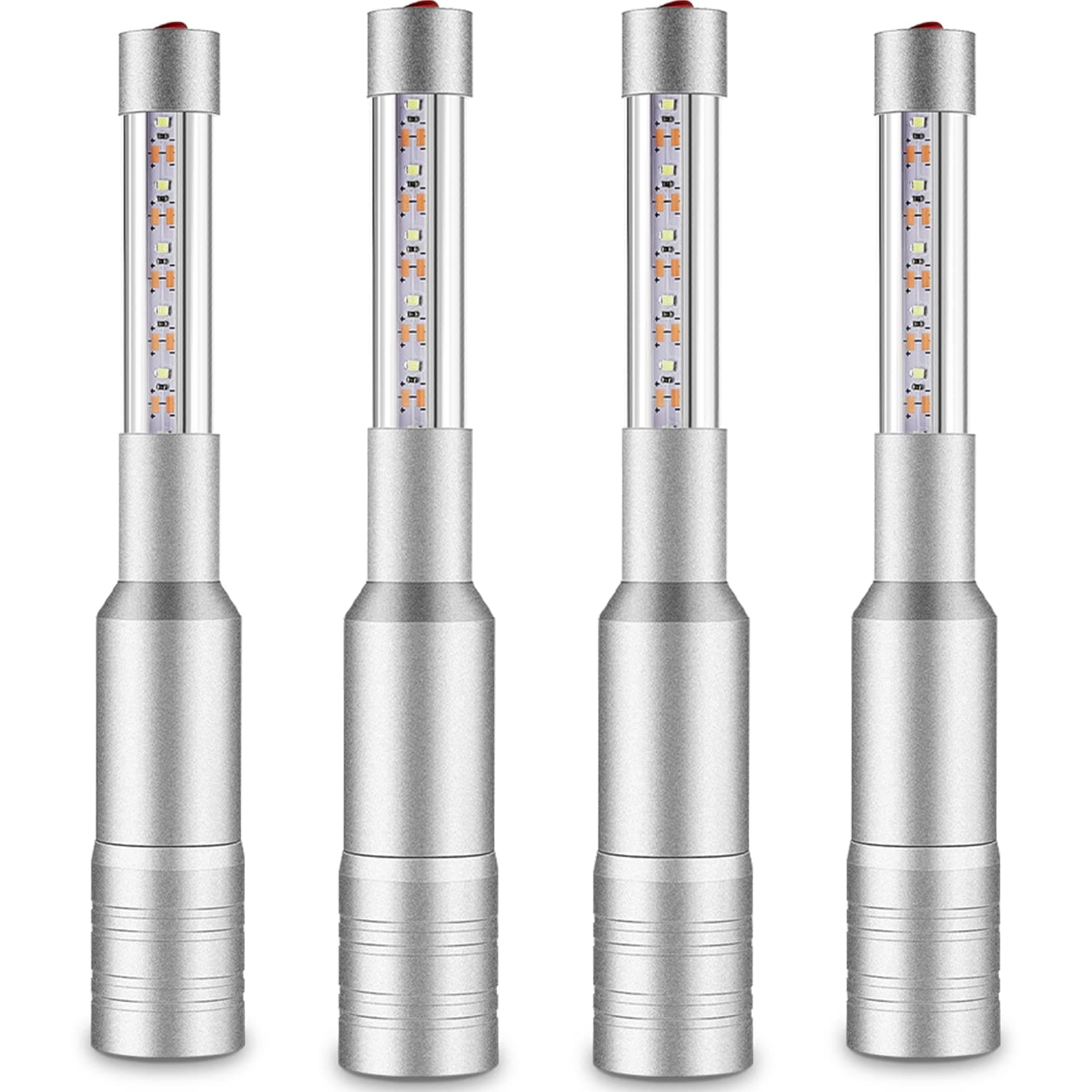 Lewtemi 4 Pieces Bottle Girl Lights Strobe Baton Bottle Service Lights Rechargeable Champagne Topper Handheld Sparklers for Bar Club VIP Nightclubs Party Event(Silver)