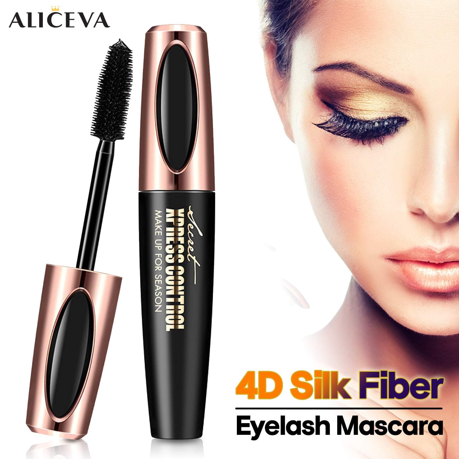 Aliceva 4D Silk Fiber Lash Mascara - Premium Thickening and Lengthening Waterproof Mascara for Long-Lasting, Charming Eye Makeup