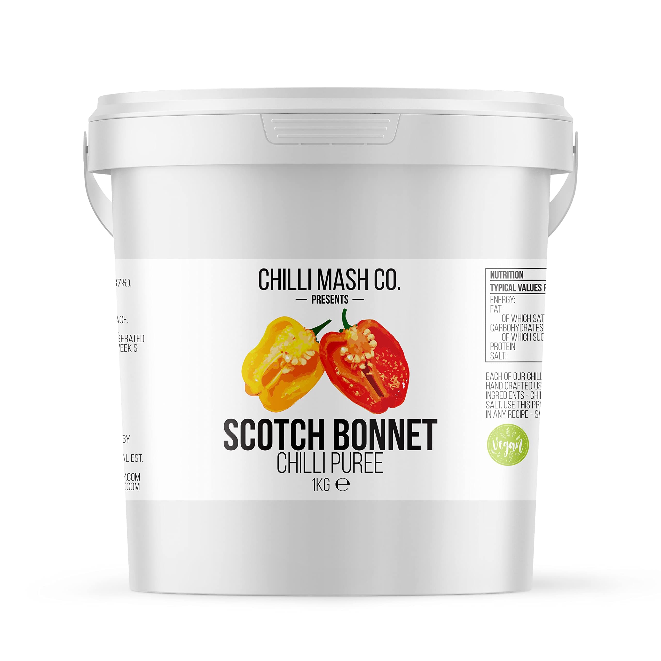 Scotch Bonnet Chilli Mash 1kg - Chilli Mash Co - Vegan, Very Hot and Spicy Puree for Cooking Made with Scotch Bonnet Chillies