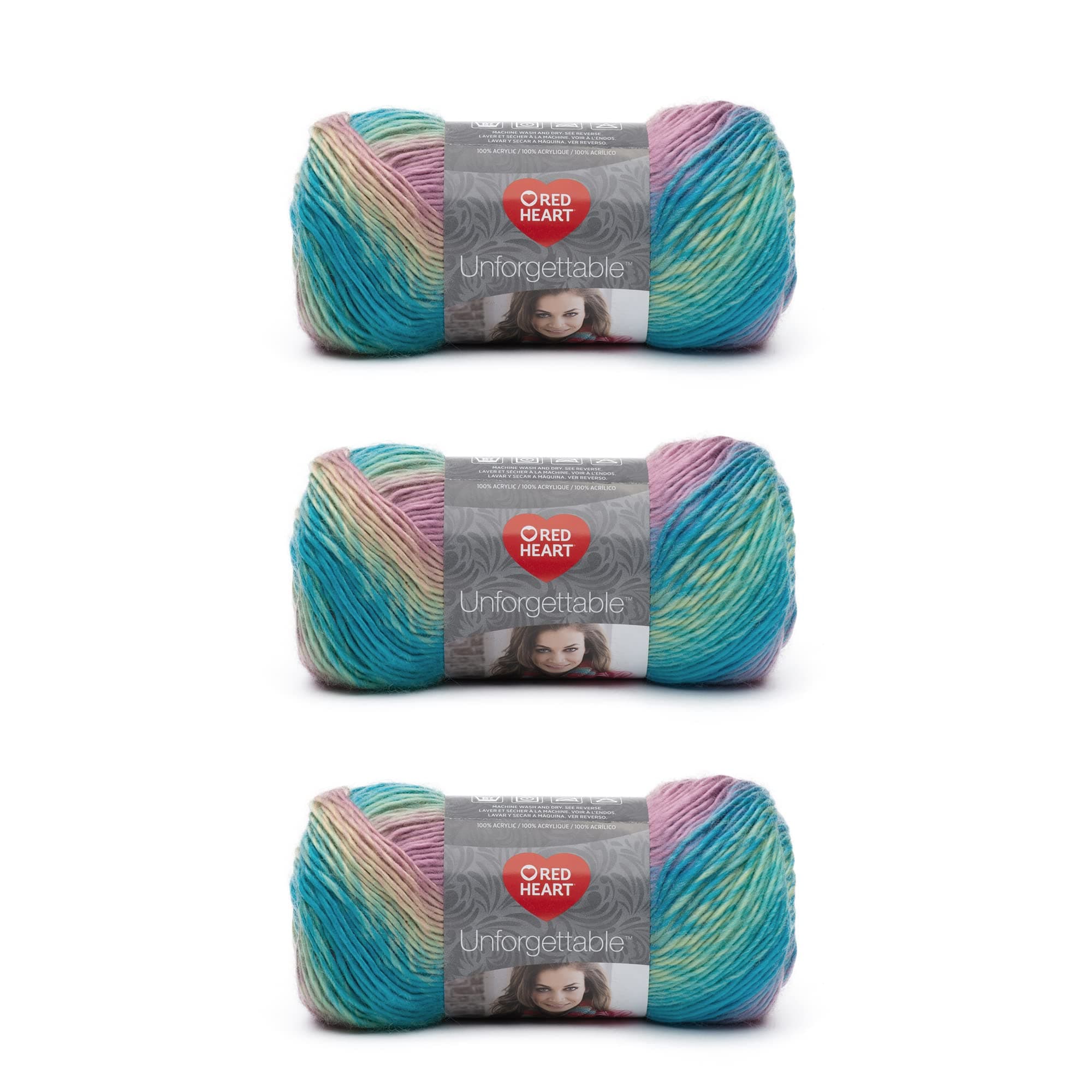 Boutique Unforgettable Candied Yarn - 3 Pack of 100g/3.5oz - Acrylic - 4 Medium (Worsted) - 270 Yards - Knitting/Crochet