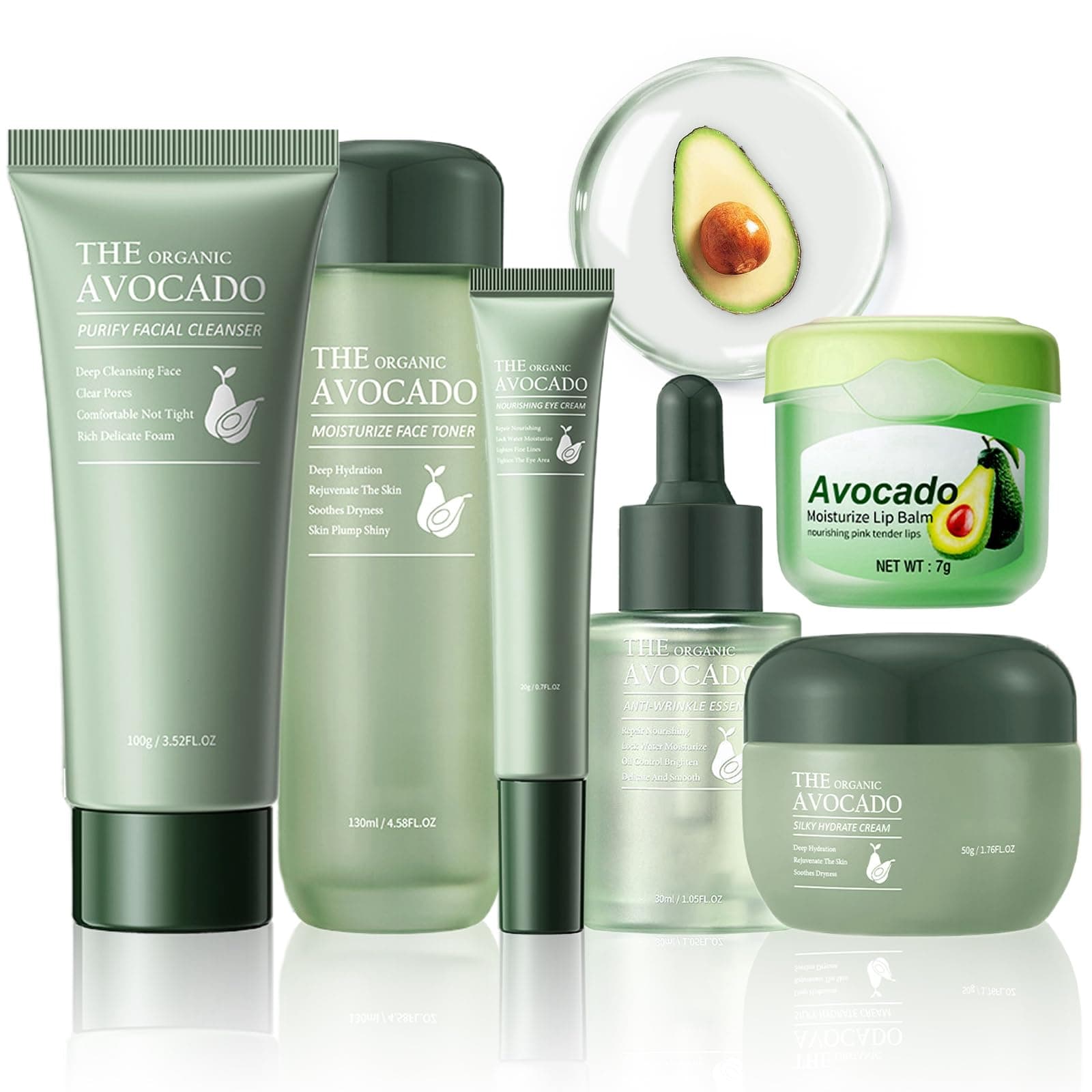 Avocado Skincare Set, 6-In-1 Skincare Gift Set With Facial Cleanser, Face Serum, Face Cream, Eye Cream, Toner & Lip Balm, Anti-Aging Skin Care Kit For Women, Birthday Gifts Set For Teen Girls