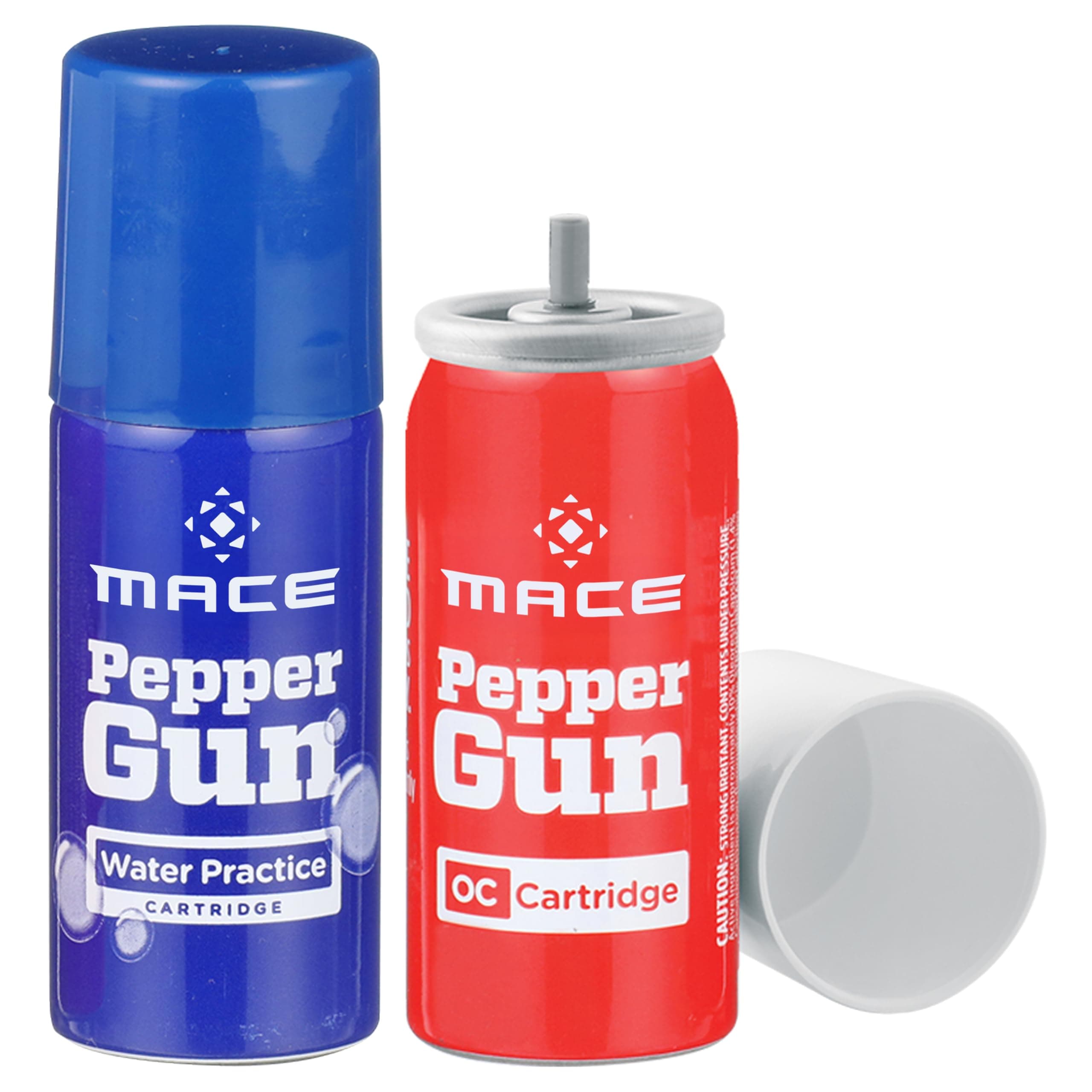 Mace Pepper Spray - Max Police Strength OC & Water Training Cartridge Set for Pepper Gun 2.0, 0.99oz/ea, Long Range Protection Up to 25 Feet, Personal Protection Self Defense Spray for Women & Men