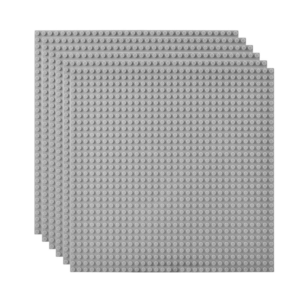 Classic Baseplates Building Base Plates for Building Bricks 100% Compatible with Major Brands-Baseplate 10" x 10", Pack of 6, Grey
