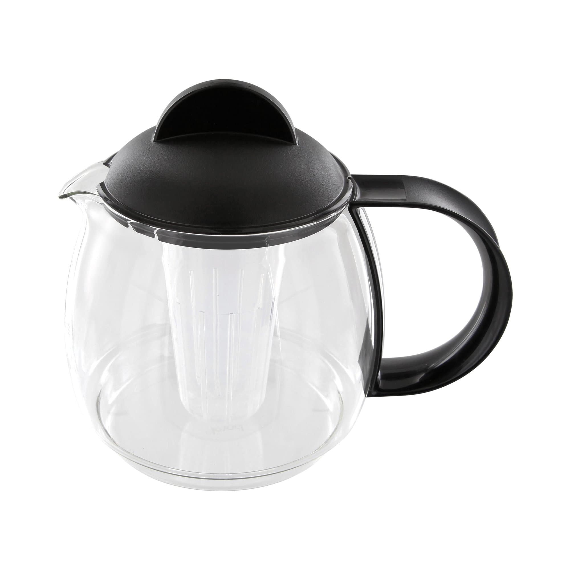 Trendglas Jena Around Tea Jug with Strainer, 4 Pieces, Capacity-1.8 Liter, Colour-Black, other, One Size