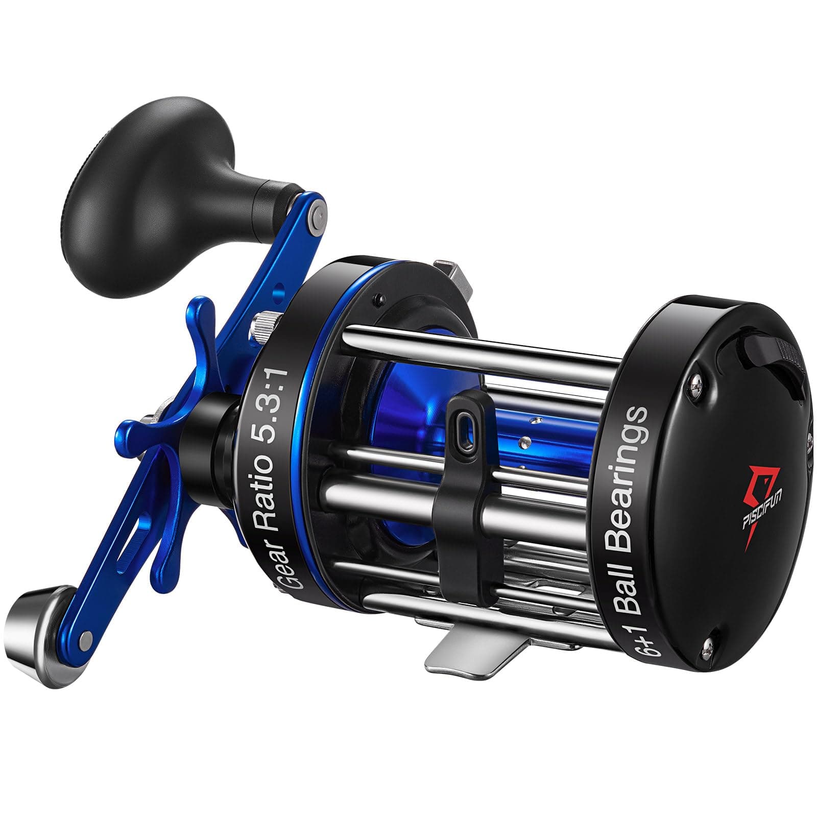 Chaos XS Round Reel - Reinforced Metal Body Round Baitcasting Reel Smooth Powerful Saltwater Inshore Surf Trolling Fishing Reels Conventional Reels for Catfish, Musk, Bass, Pike