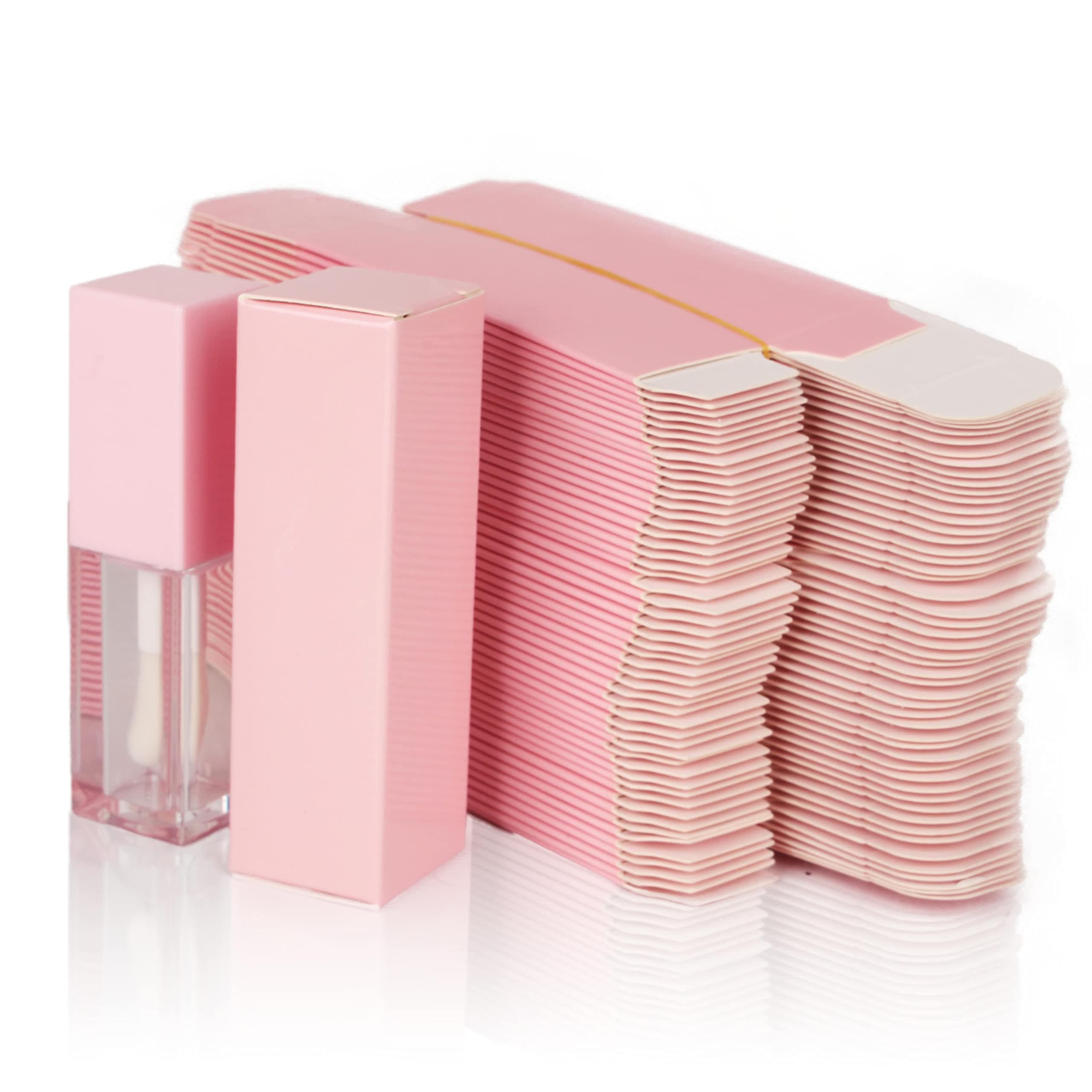 COSIDEA 25pcs Pink Paper Lip Gloss Boxes (25 x 25 x 86mm, 350gms) - Lipstick, Mascara, Eyeliner Packaging - Women's Makeup Storage