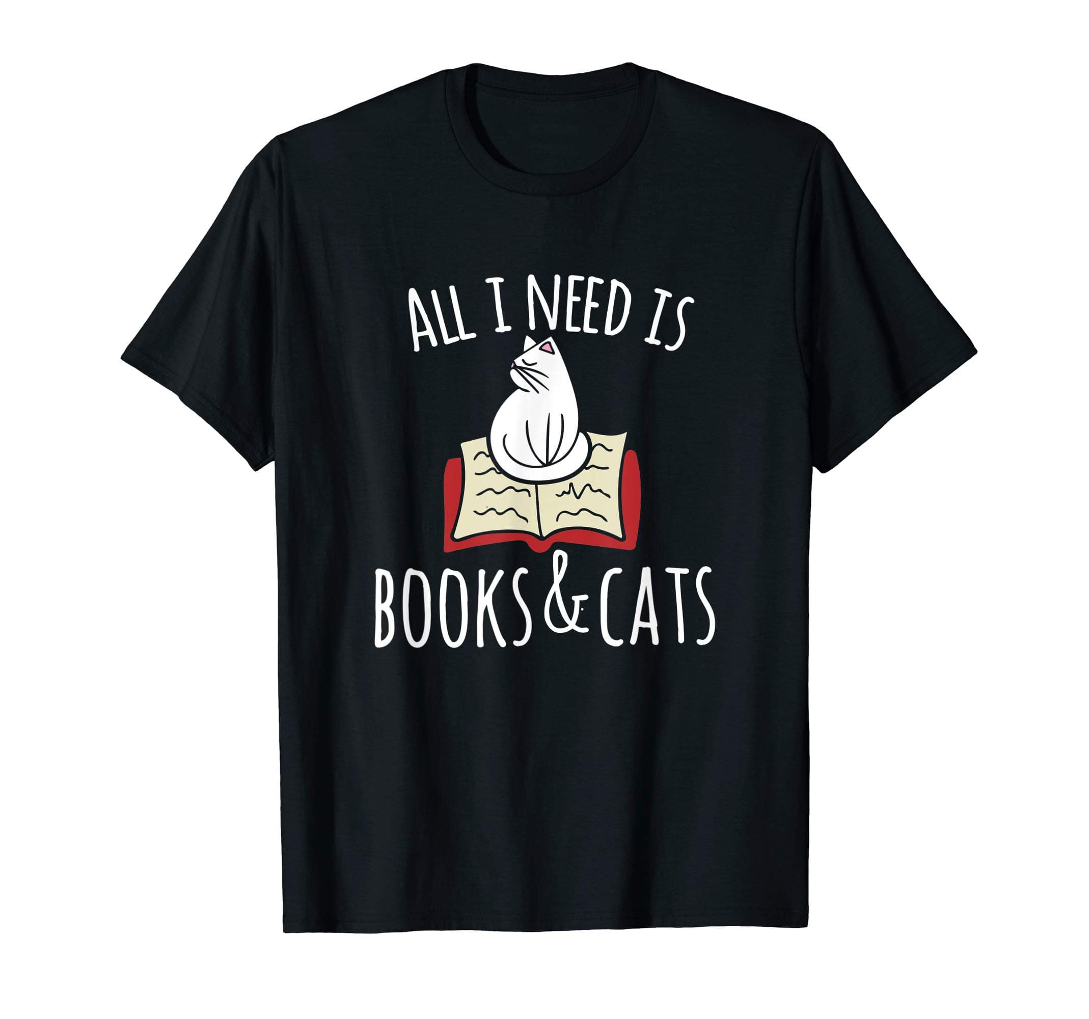 All I need is books & Cats Short Sleeve t-shirt Books and cats art teeOEKO-TEX STANDARD 100