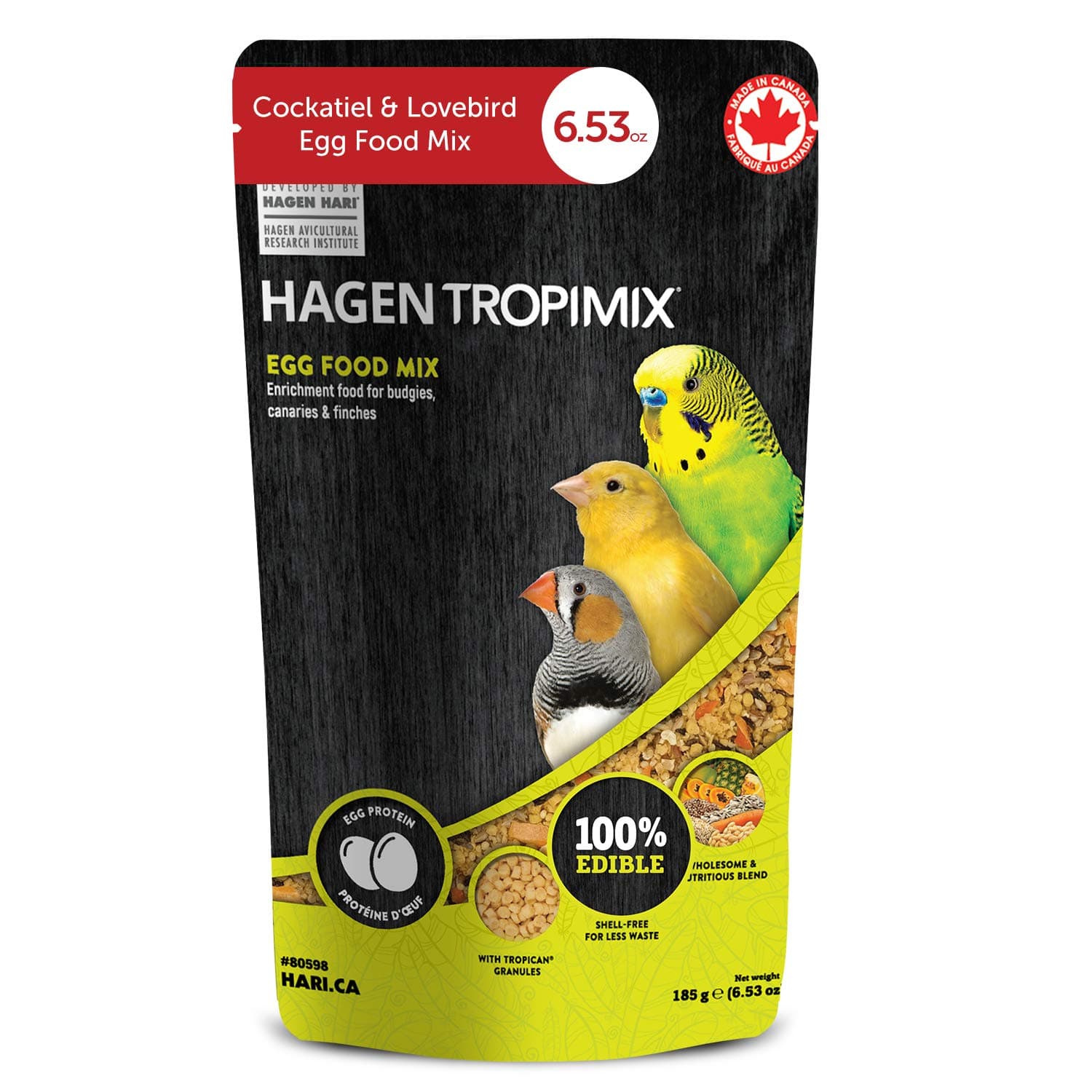 Tropimix Bird Food for Budgies, Canaries and Finches, Hagen Parrot Food with Seeds, Egg, Fruits and Vegetables, Egg Food Mix, 6.53 oz Bag