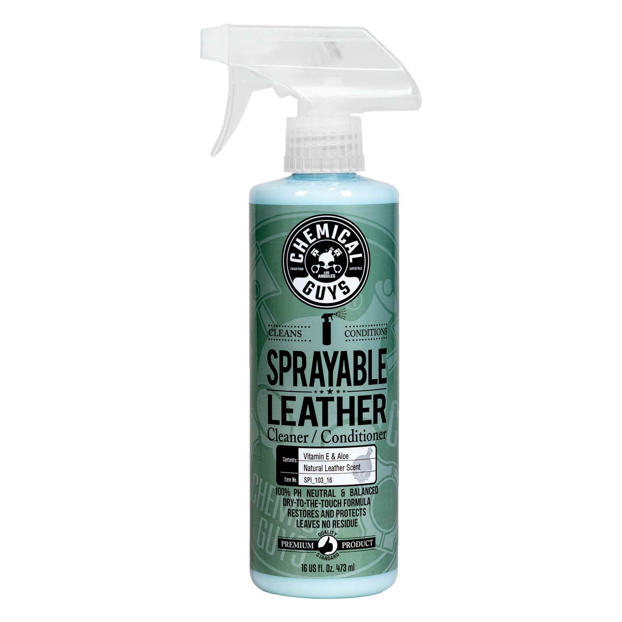 Chemical Guys Sprayable Leather Cleaner and Conditioner in One - Cleans, Conditions, and Protects Leather, Vinyl, Faux & More, Safe for Cars, Furniture & Apparel - 16 oz