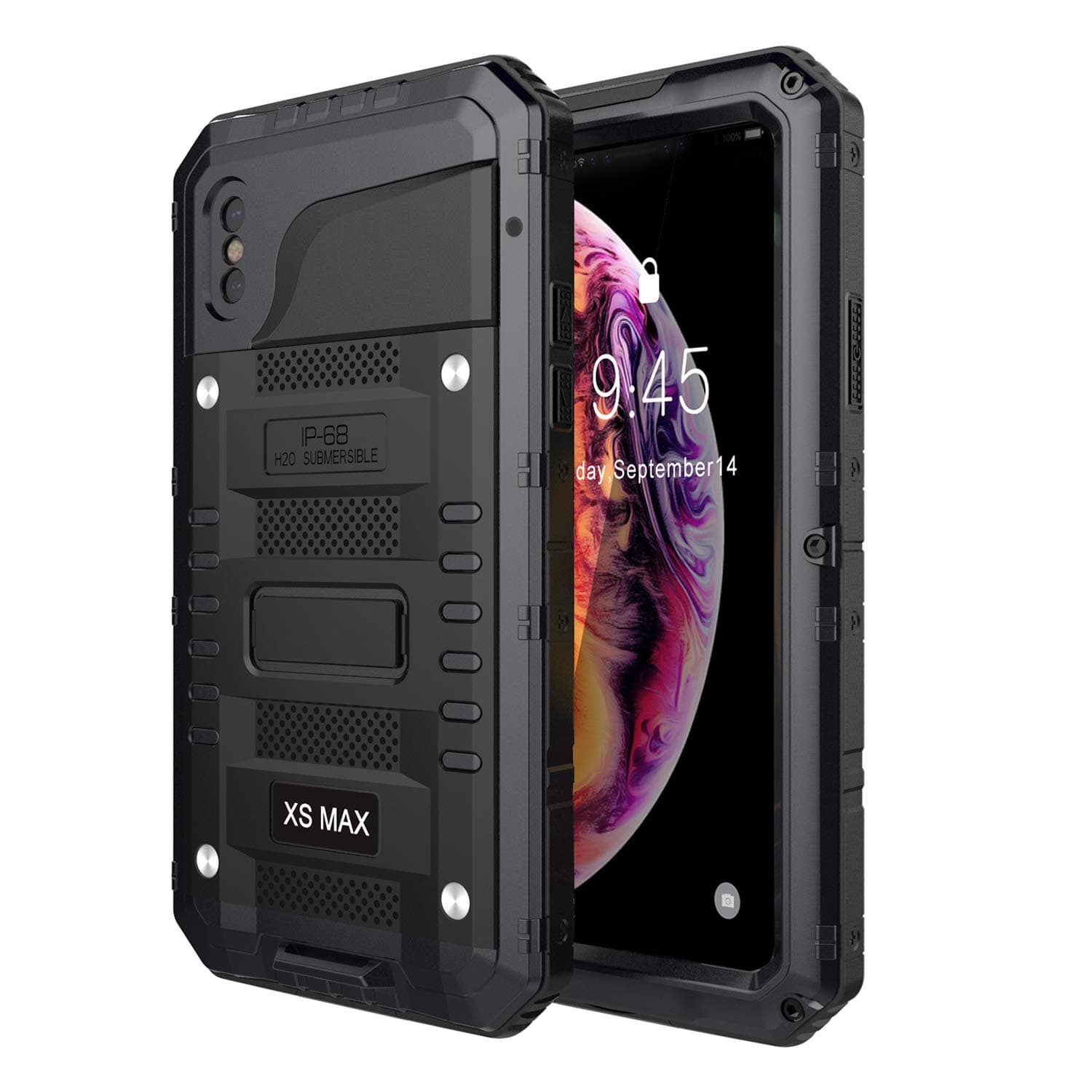 seacosmo for iPhone Xs Max Waterproof Case, Military Grade 360 Full Body Protective Rugged Heavy Duty Case Shockproof Drop Resistant Defender for iPhone Xs Max, Black