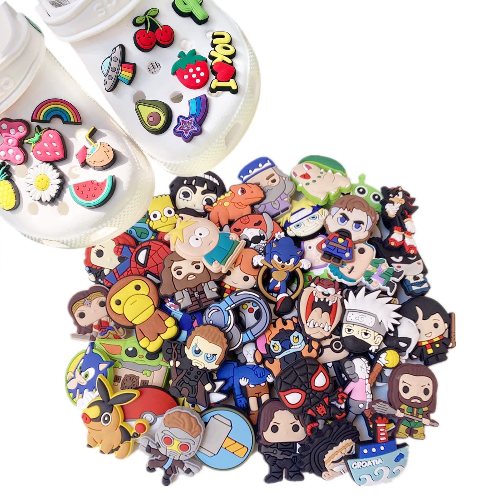 Cartoon Shoe Charms, for Clog Decoration Cartoon Anime Charms Shoe Accessories, PVC Shoe Charms Decoration for Kids Teens Boys Girls Men Women Party Birthday Gifts