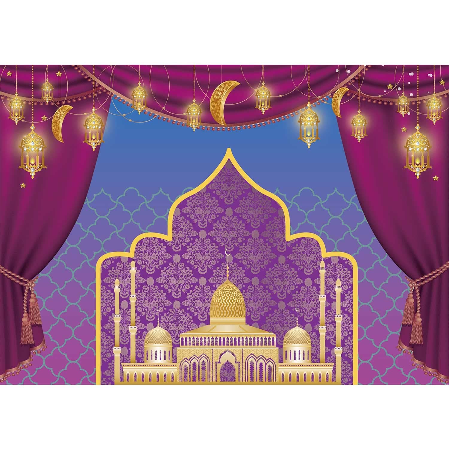 7x5ft Vinyl Purple Princess Birthday Backdrop Aladdin's Lamp Moroccan Arabian Night Backdrop Custom Happy Birthday Banner for Photography Kids Baby Shower Party Decor Studio Props SK1963B
