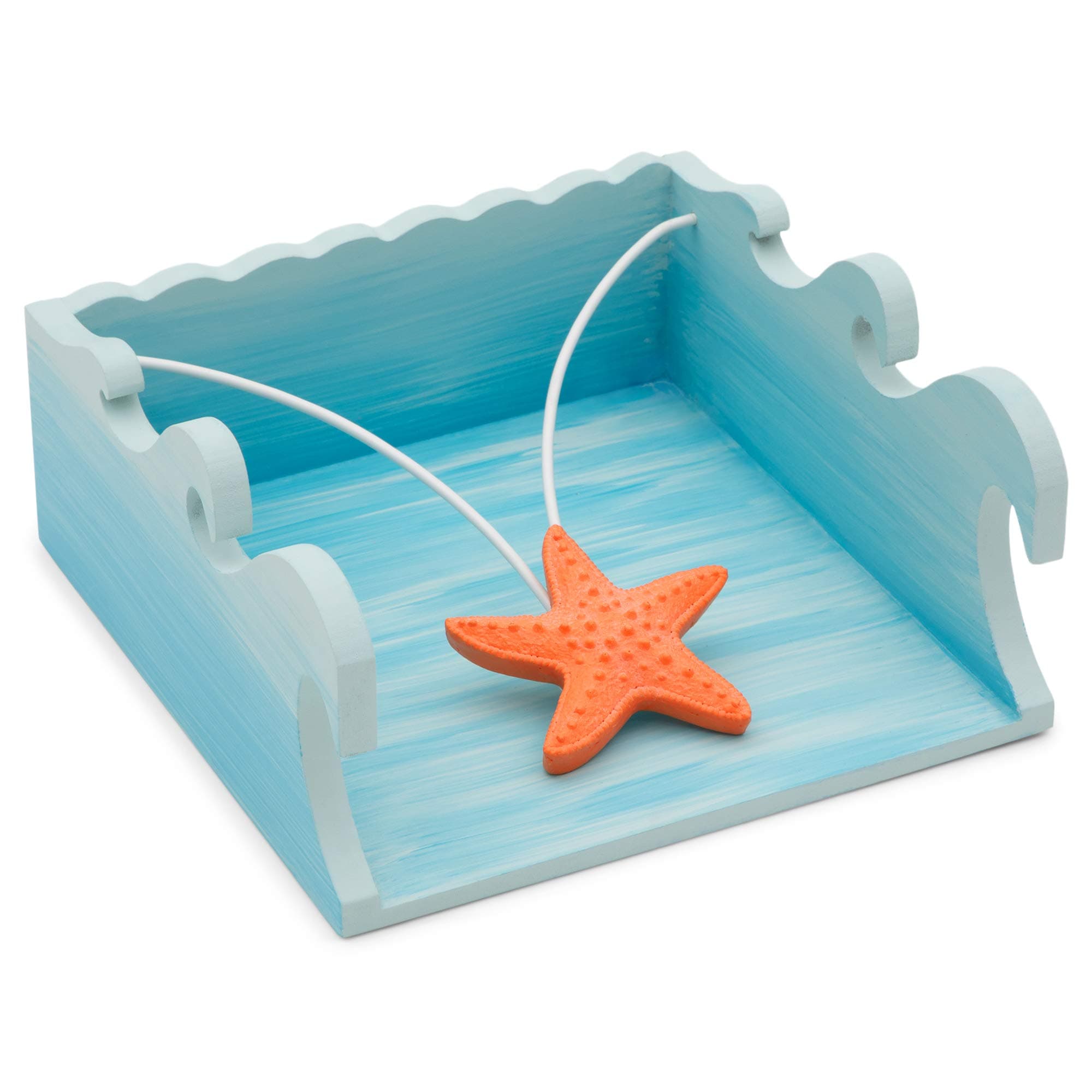 Nautical Napkin Holder Modern Decorative Wood Flat Dispenser With Weighted Arm For Table, Kitchen, Outdoor Dinning, Countertop, Bathroom, Beach Home Decor