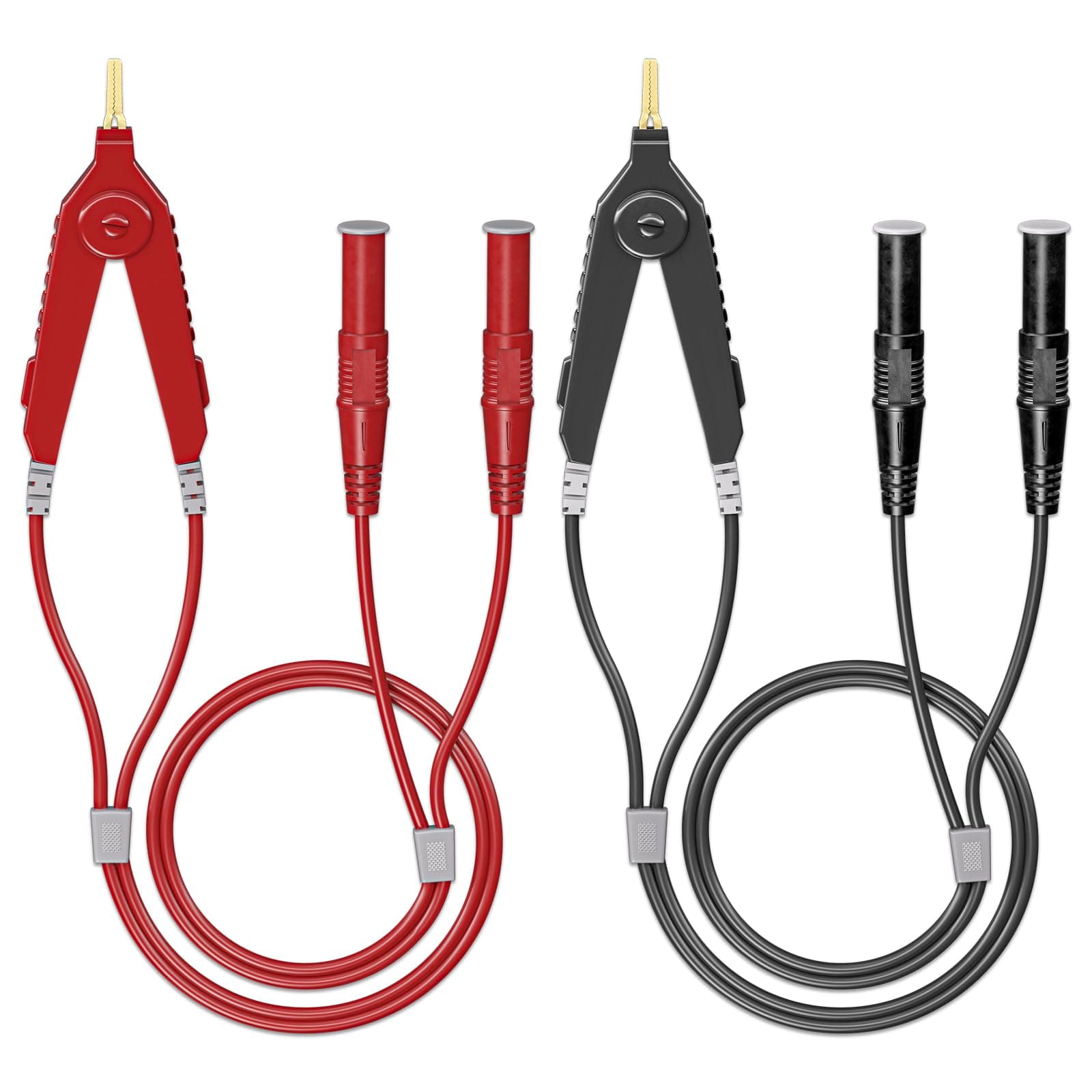 Goupchn LCR Meter Test Wires Terminal Kelvin Clips Cable Wires for 4mm Safety Banana Plugs 1.2m/3.94ft for DMM