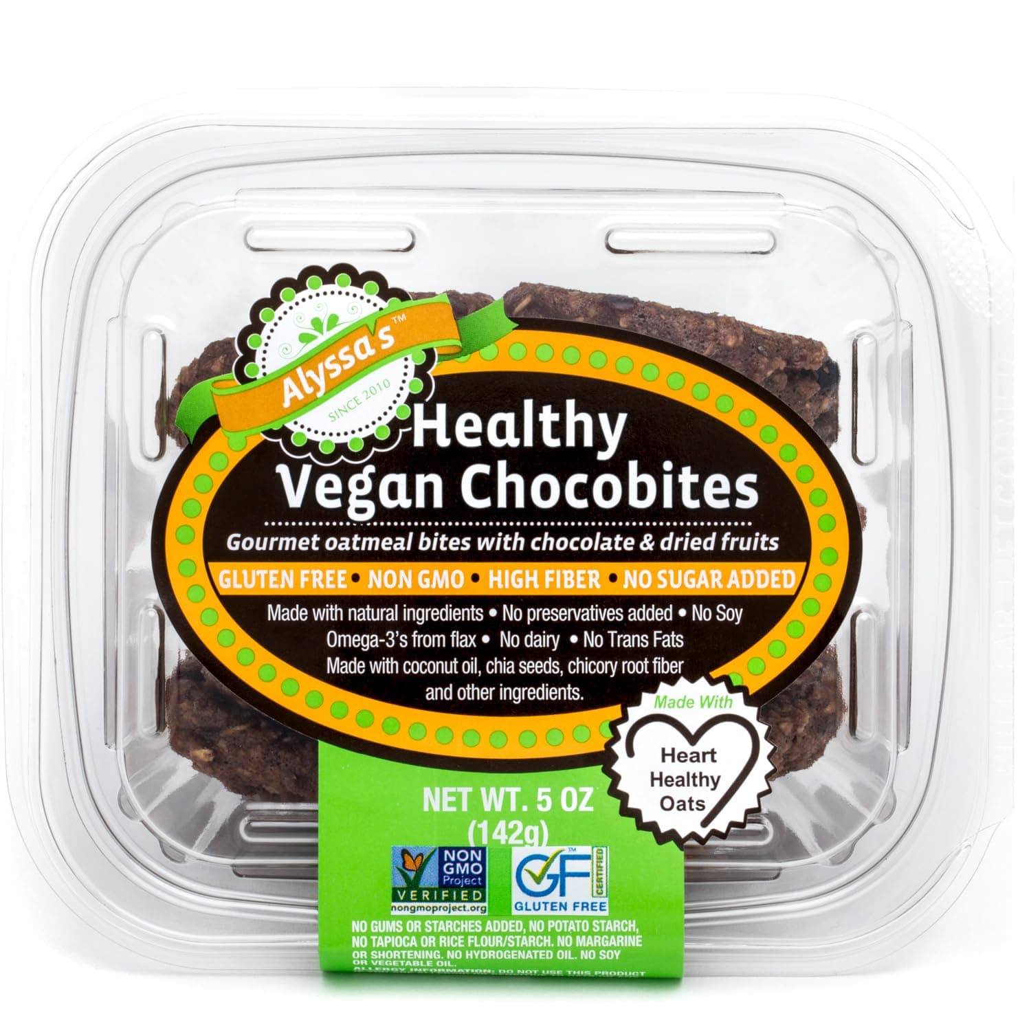 Alyssa’s Vegan Chocobites ⎸ Gluten Free Cookies, Healthy Snacks from the Bakery ⎸ Dairy Free, Sugar Free, Low Carb, Keto Protein Snacks ⎸ Gluten Free Snacks for Kids ⎸ 8 Cookies per box, 1 Pack