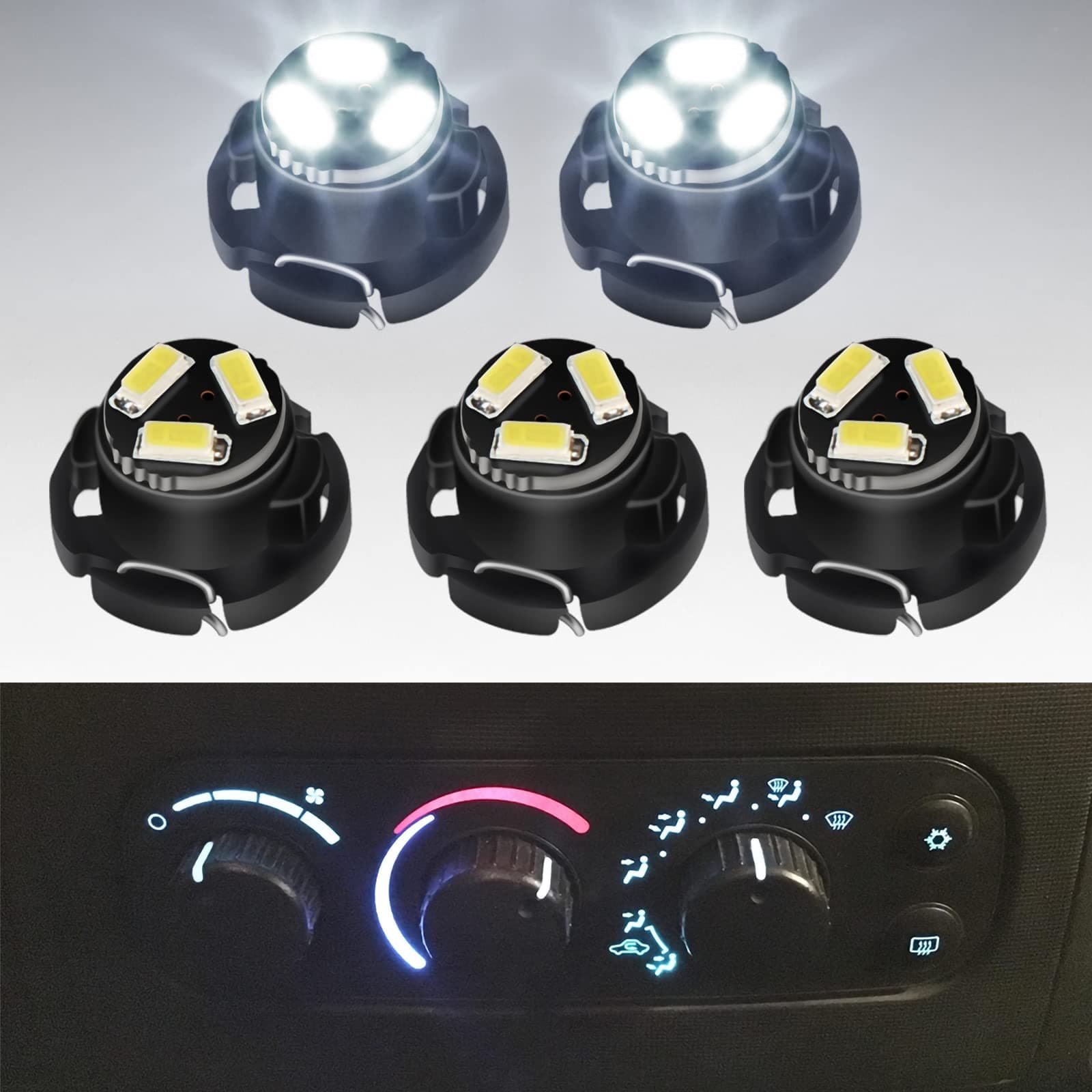 MbuyDIY LED Lights Bulbs kit for AC Climate Heater Control Compatible with 2003-2008 Do-dge Ram 1500 2500 3500 Dakota Pickup, White
