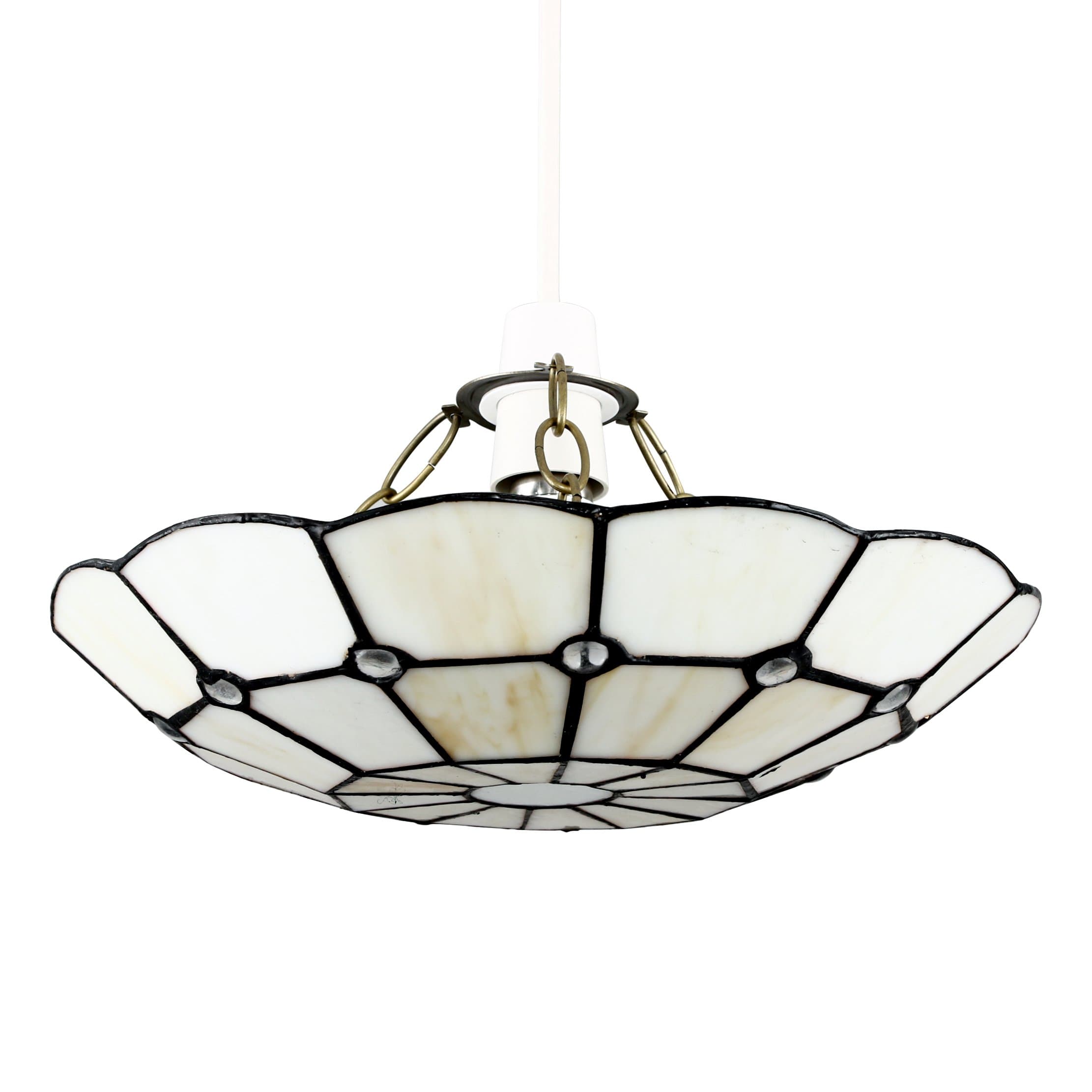 Tiffany Style White Stained Glass Cortez Jewel Ceiling Pendant Light Shade