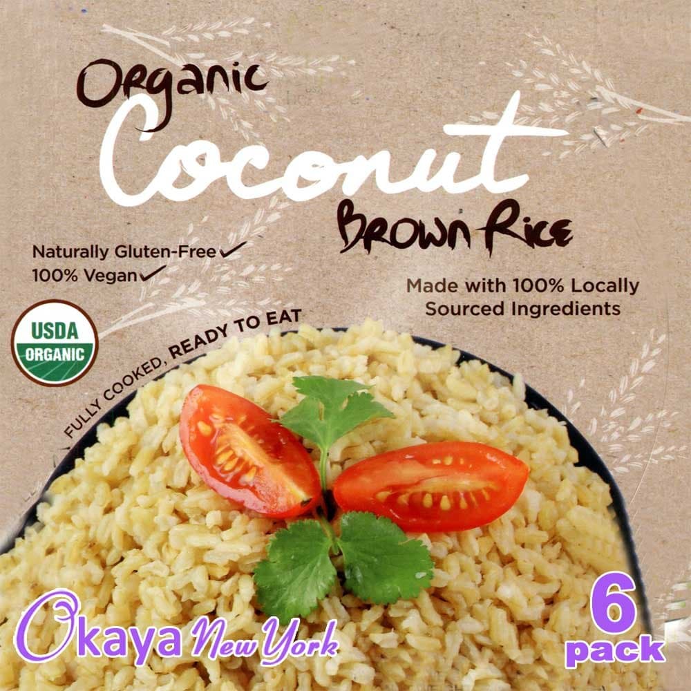 Steamed Brown Rice Bowl Organic , With Organic COCONUT, Microwaveable, Net Weight 7.6 oz (Pack 6)