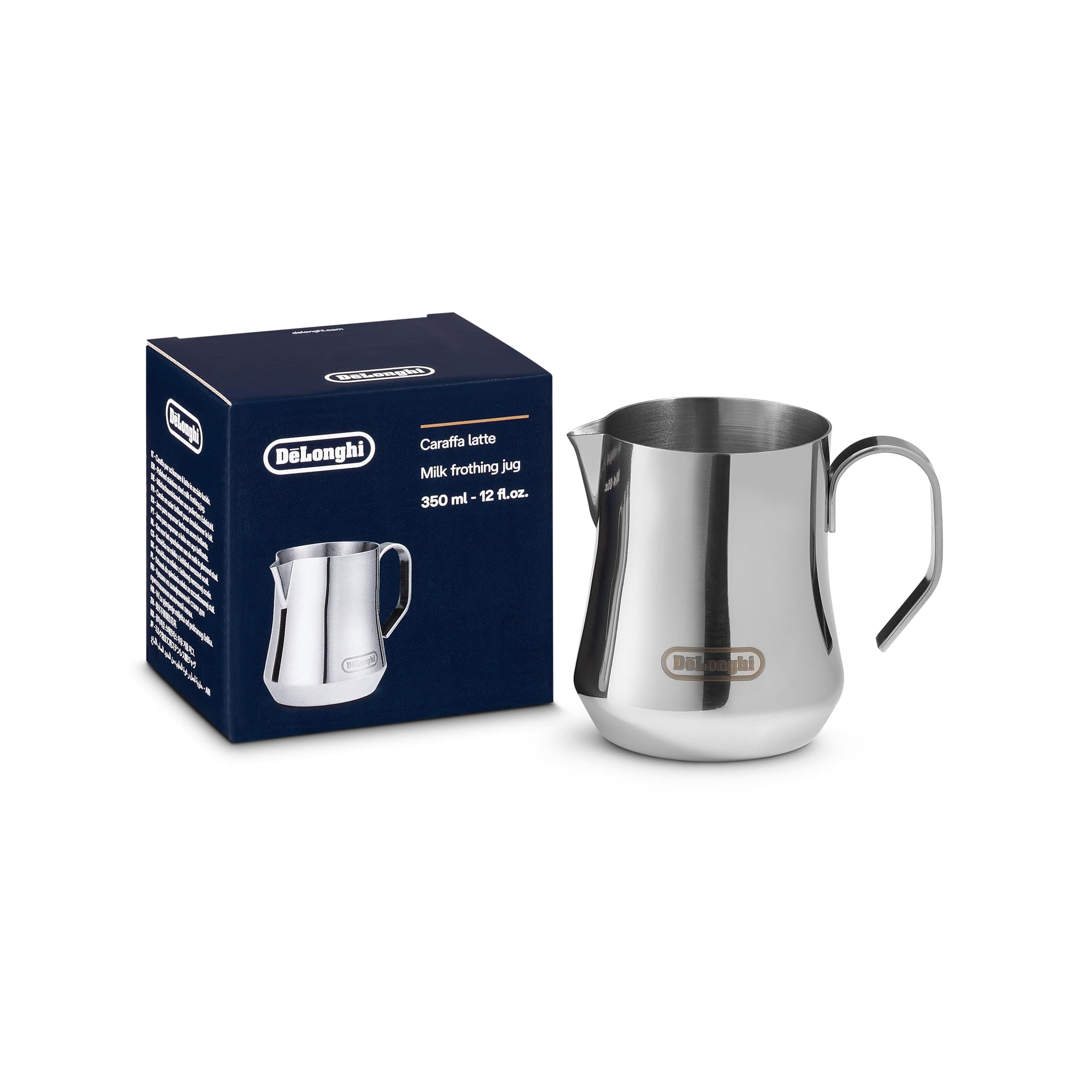 De'Longhi DLSC060 ECO 311.W / BK / R / B milk jug, 18/8 stainless steel, 350 ml, 12 oz
