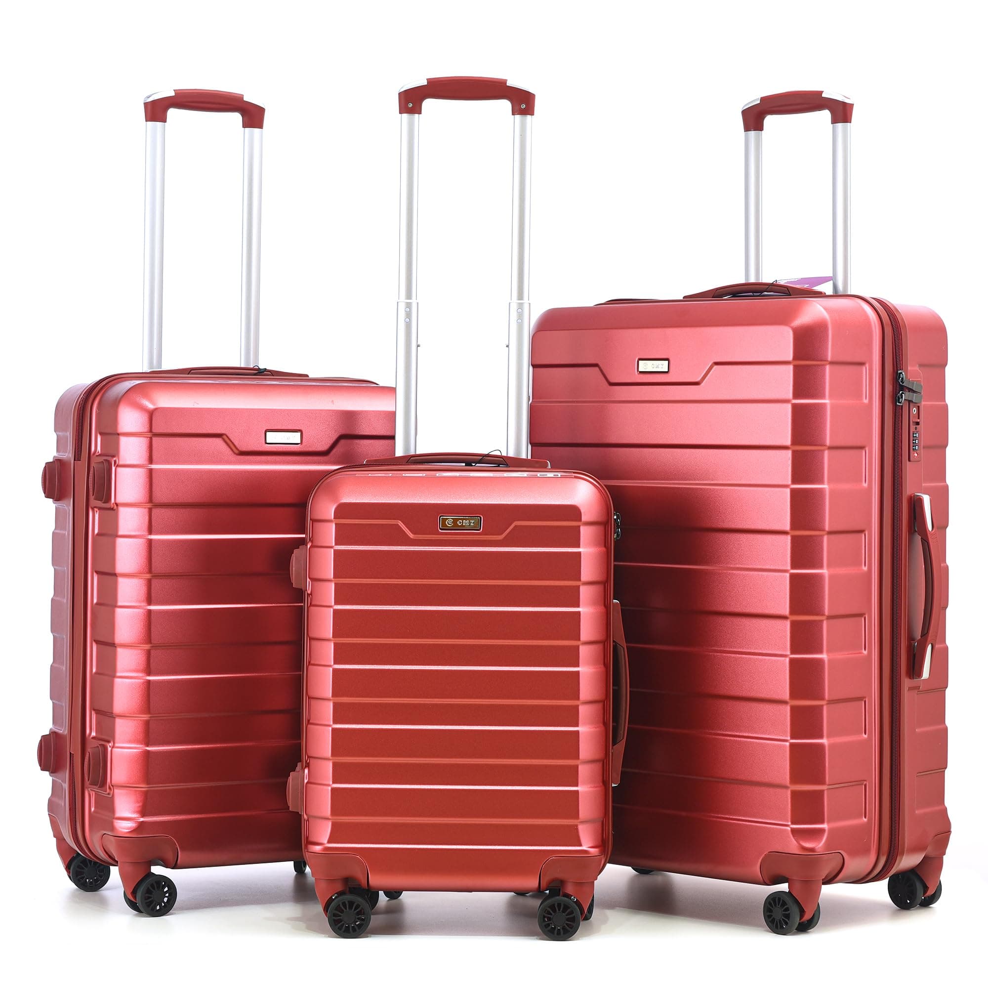 RMW Suitcase Large Medium Cabin Size | Hard Shell | Lightweight | 4 Dual Spinner Wheels | Trolley Luggage Suitcase | Hold Check in Luggage | TSA Combination Lock (Red Wine, Cabin 20")