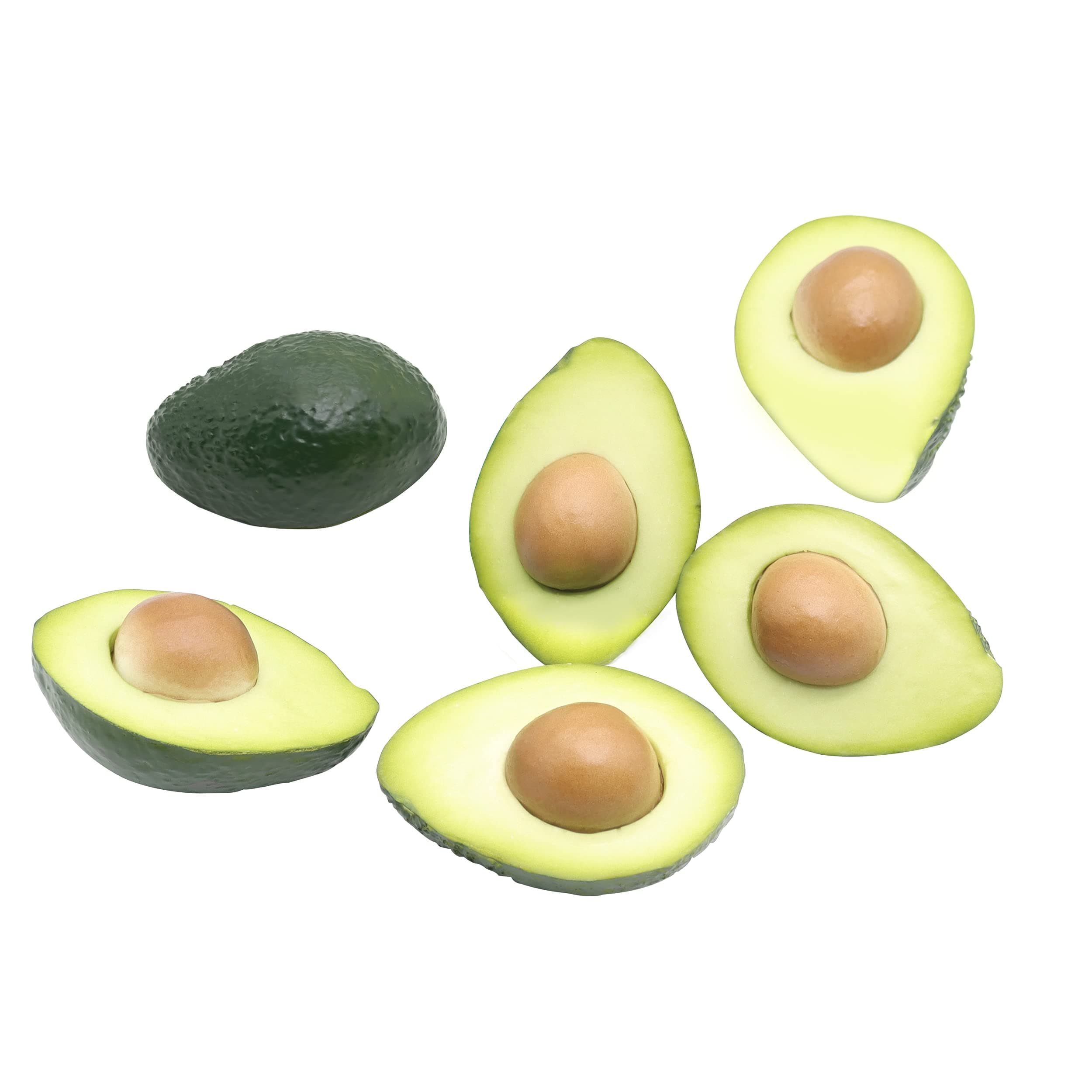 Hiawbon 6 Pcs Simulated Fruit Models Fake Artificial Fruit Avocado Figurines Lifelike Plastic Avocado Prop Decor for Home Party Festival Window Shopping Mall Display (Half Avocado)
