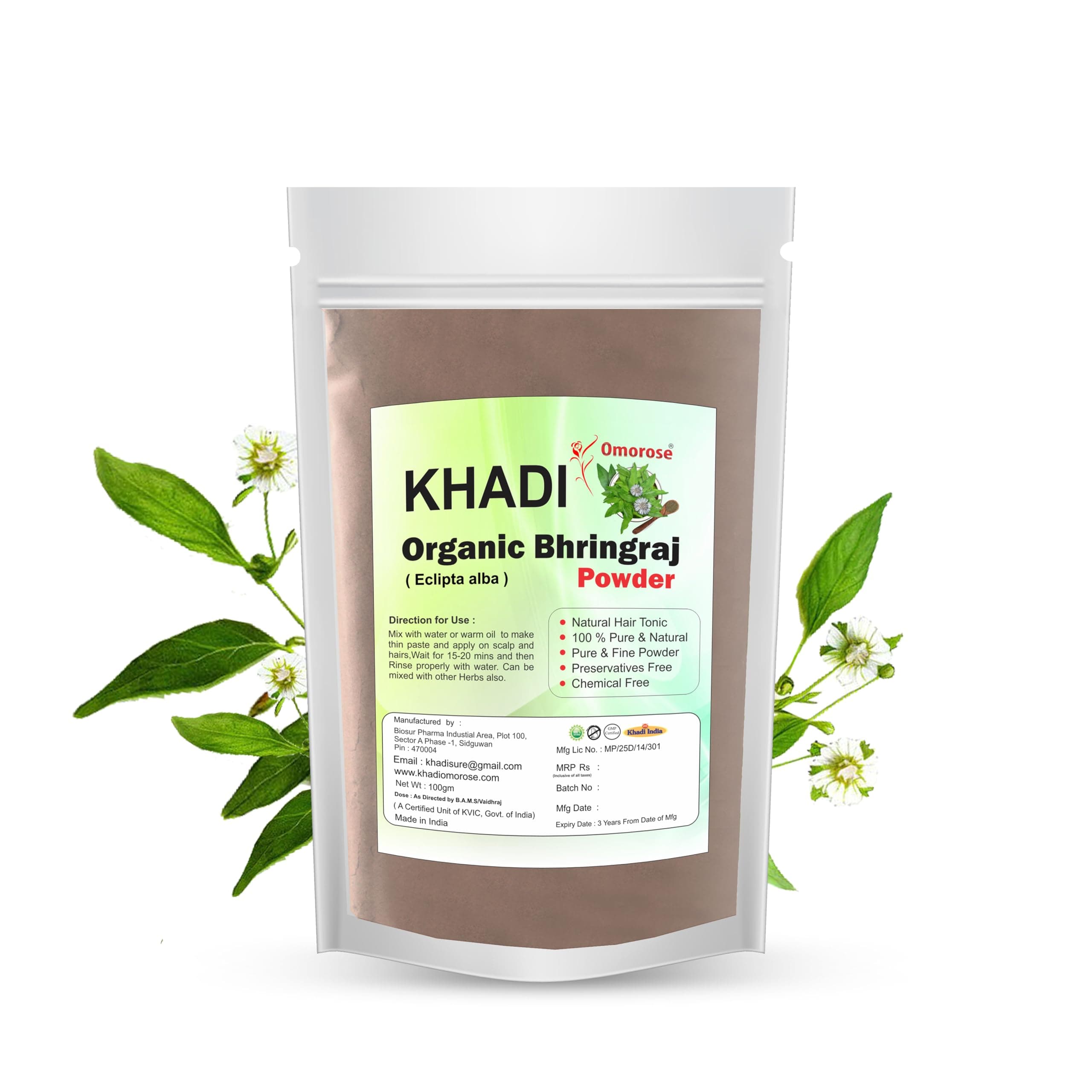 Khadi Omorose Bhringraj Powder For Nourishment Of Skin And Hair | 100 Grams |...