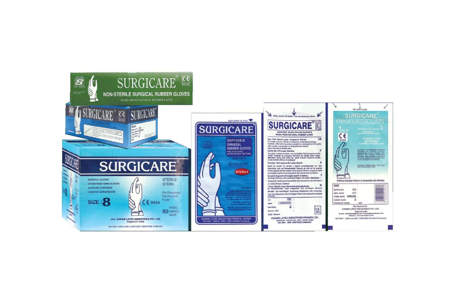 Dhamsons Healthcare Surgicare 7.0-Inch Pre-Powdered Sterile Surgical Gloves -Box of 25 Pairs