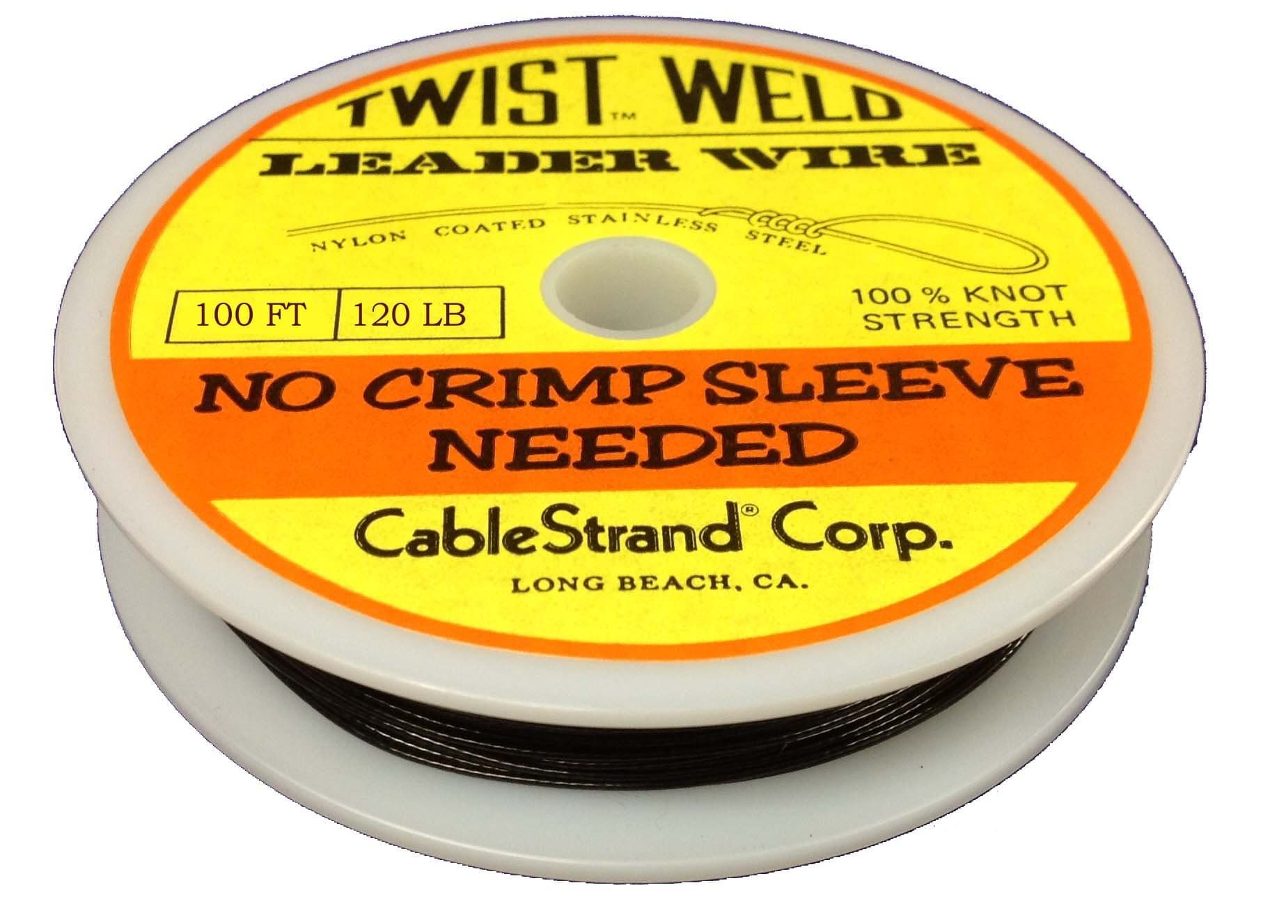 Twist Weld - Black Nylon Coated Leader Wire - No Crimp Sleeve Needed - 120 Lb Break Strength - 100 Feet